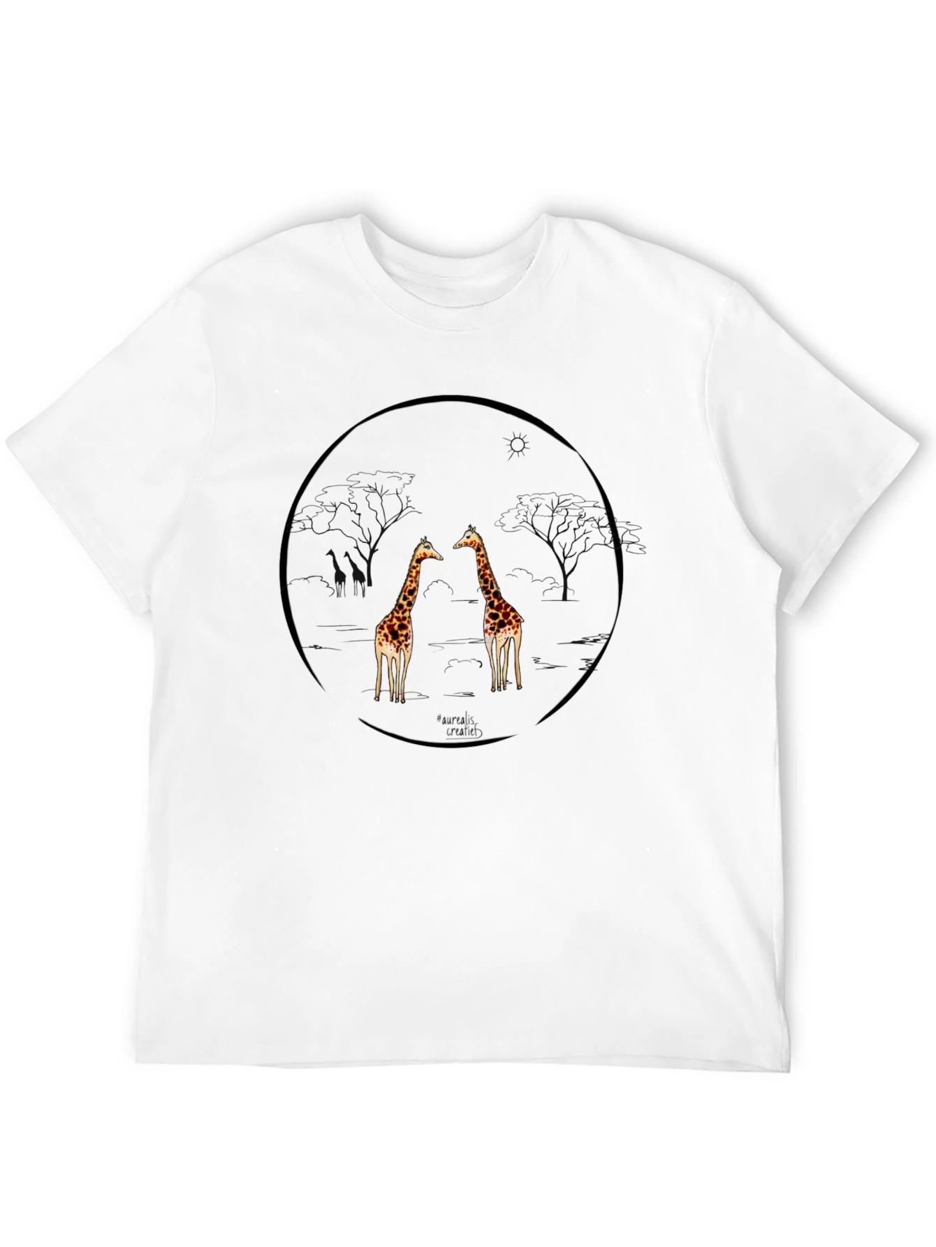 Giraffe Circle Graphic Tee - Mens Black T-Shirt