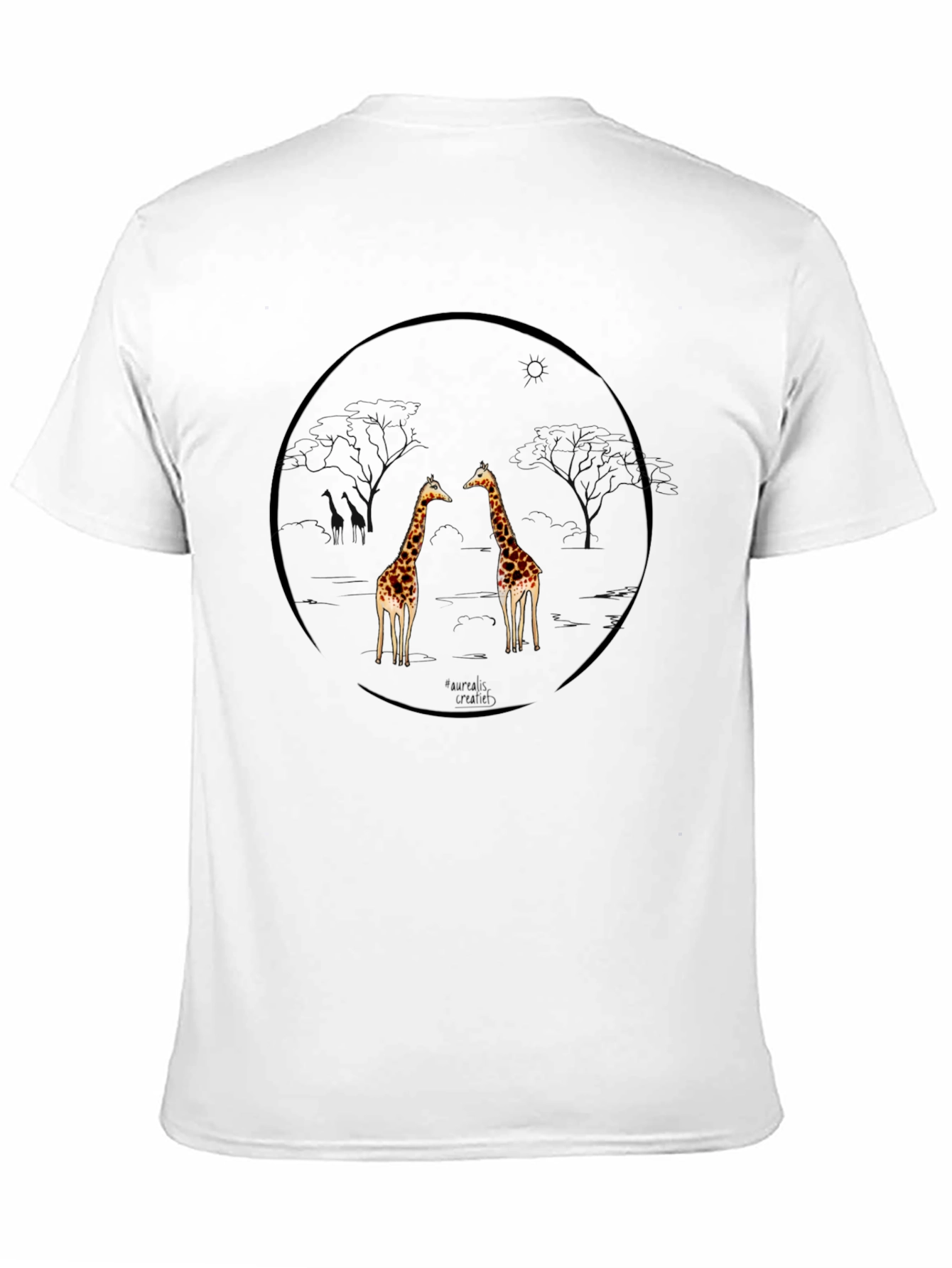 Giraffe Circle Graphic Tee - Mens Black T-Shirt