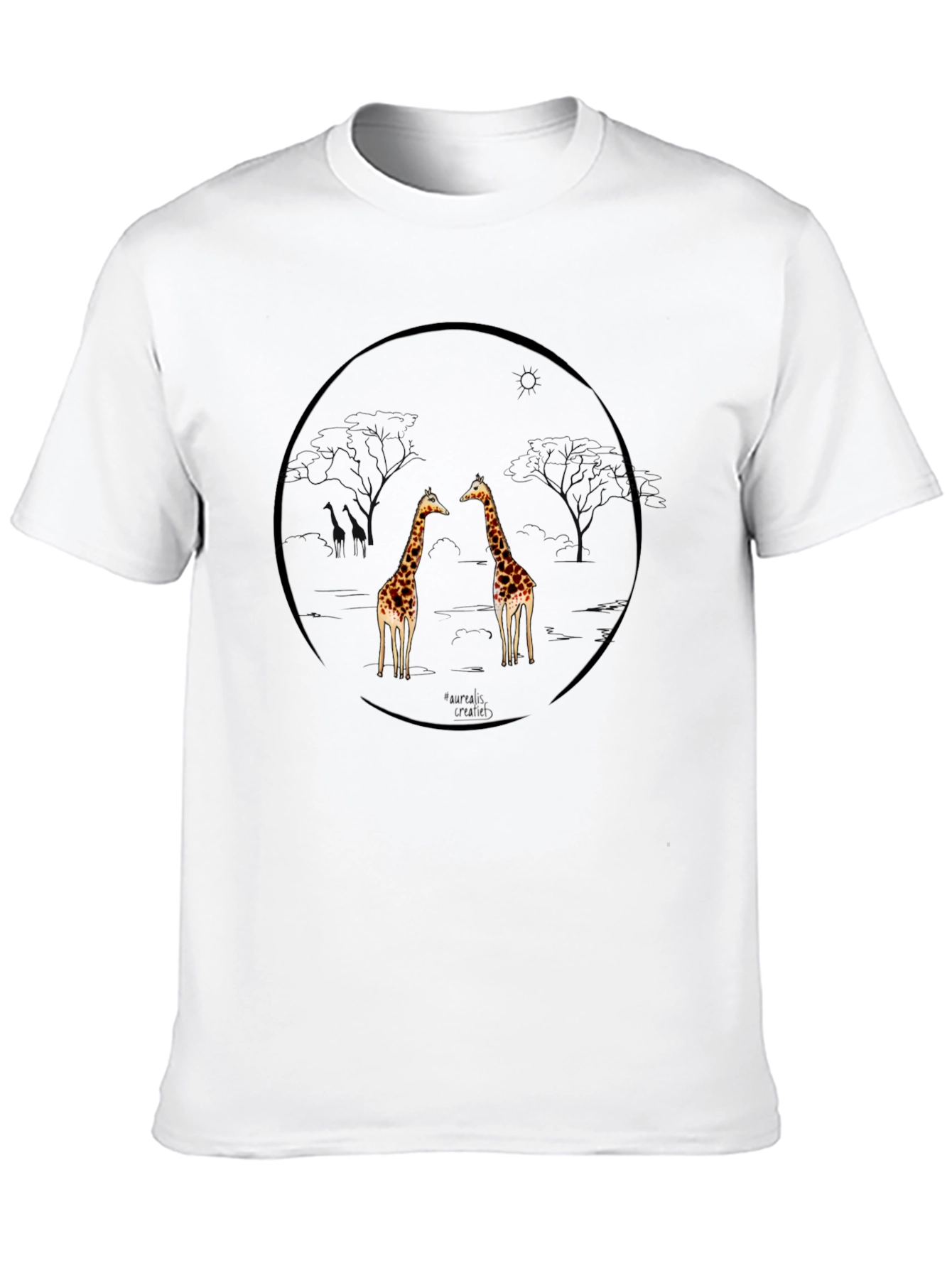 Giraffe Circle Graphic Tee - Mens Black T-Shirt
