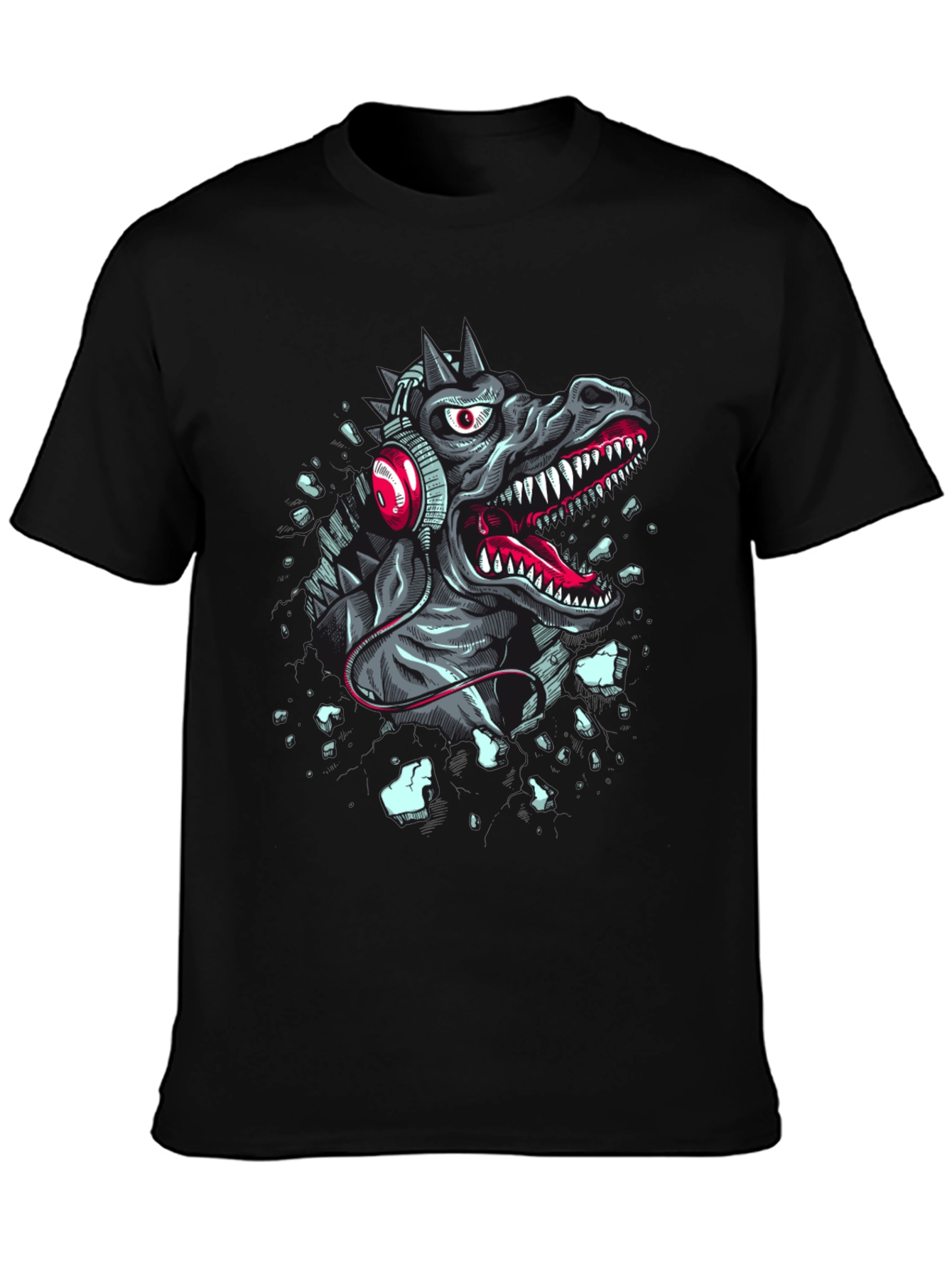 Dinosaur Headphones Graphic T-Shirt