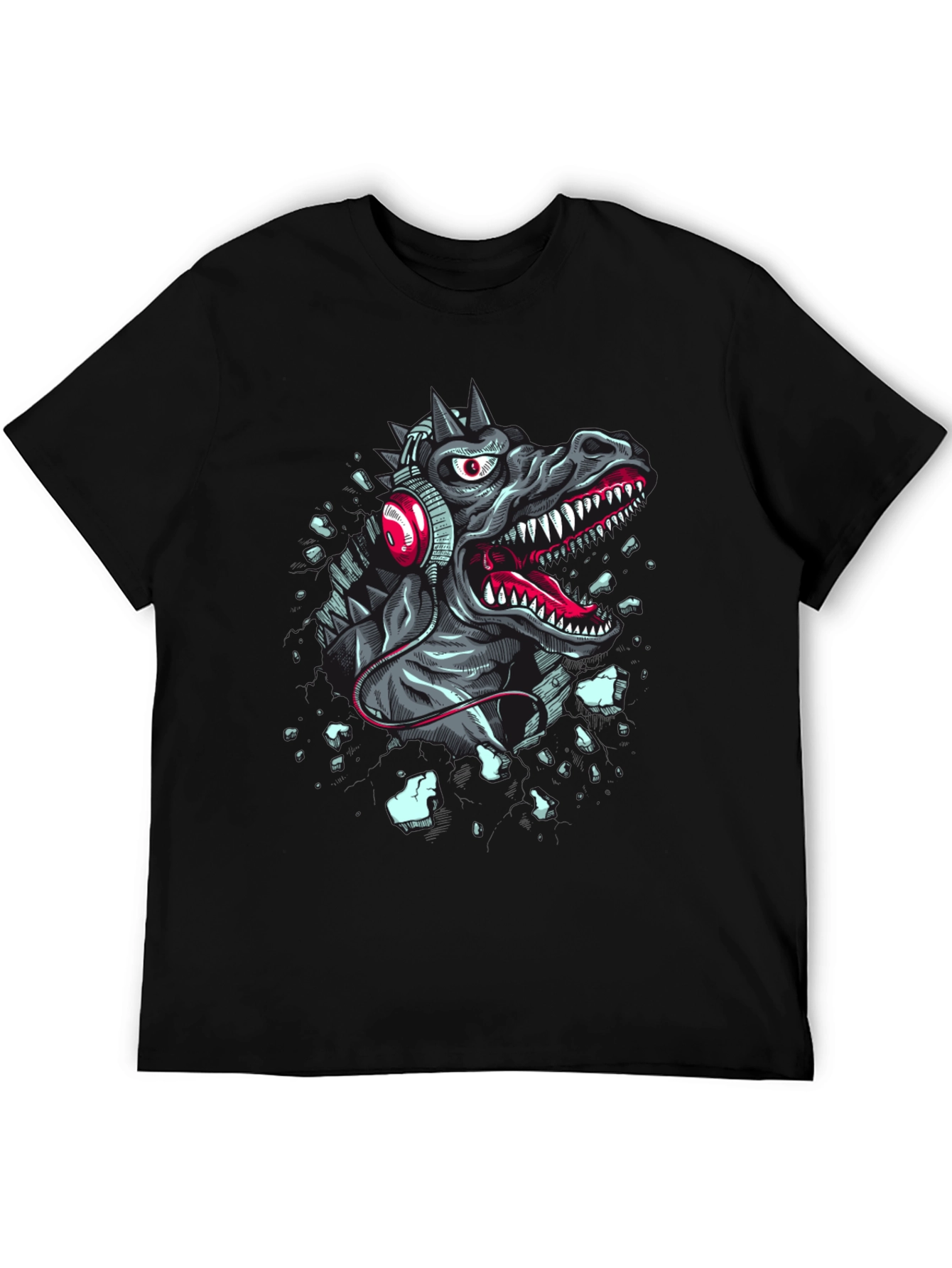 Dinosaur Headphones Graphic T-Shirt
