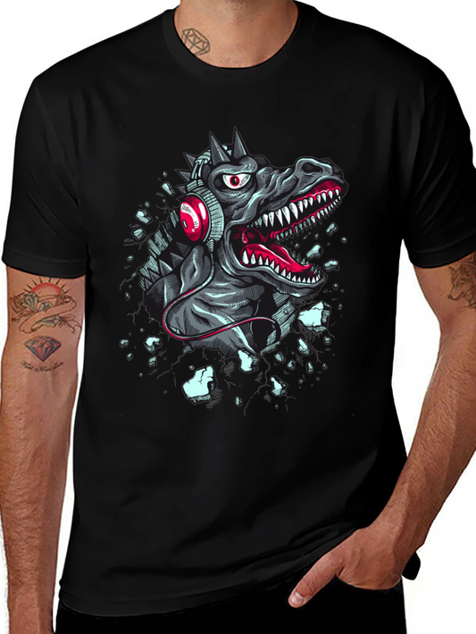 Dinosaur Headphones Graphic T-Shirt