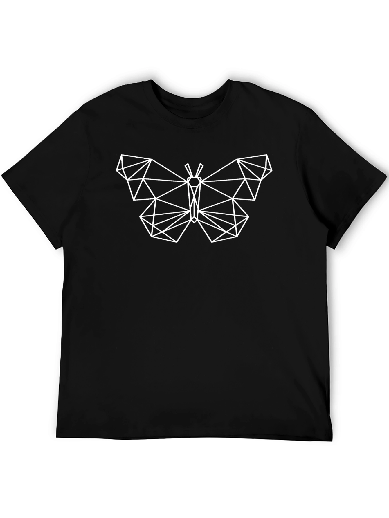 Geometric Butterfly Graphic Tee - Black Cotton Shirt