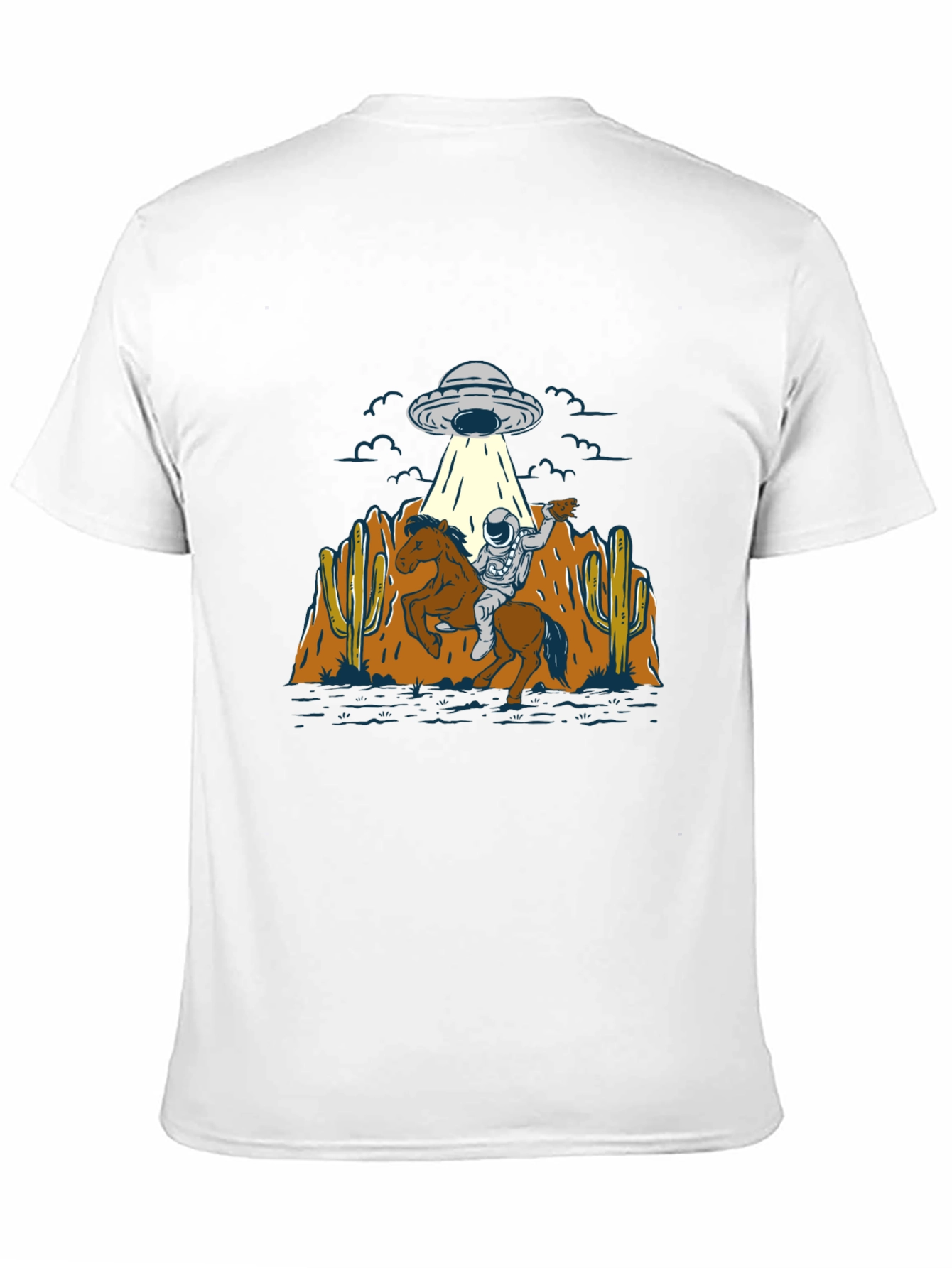 Astronaut Cowboy UFO T-Shirt - Black Cotton Tee