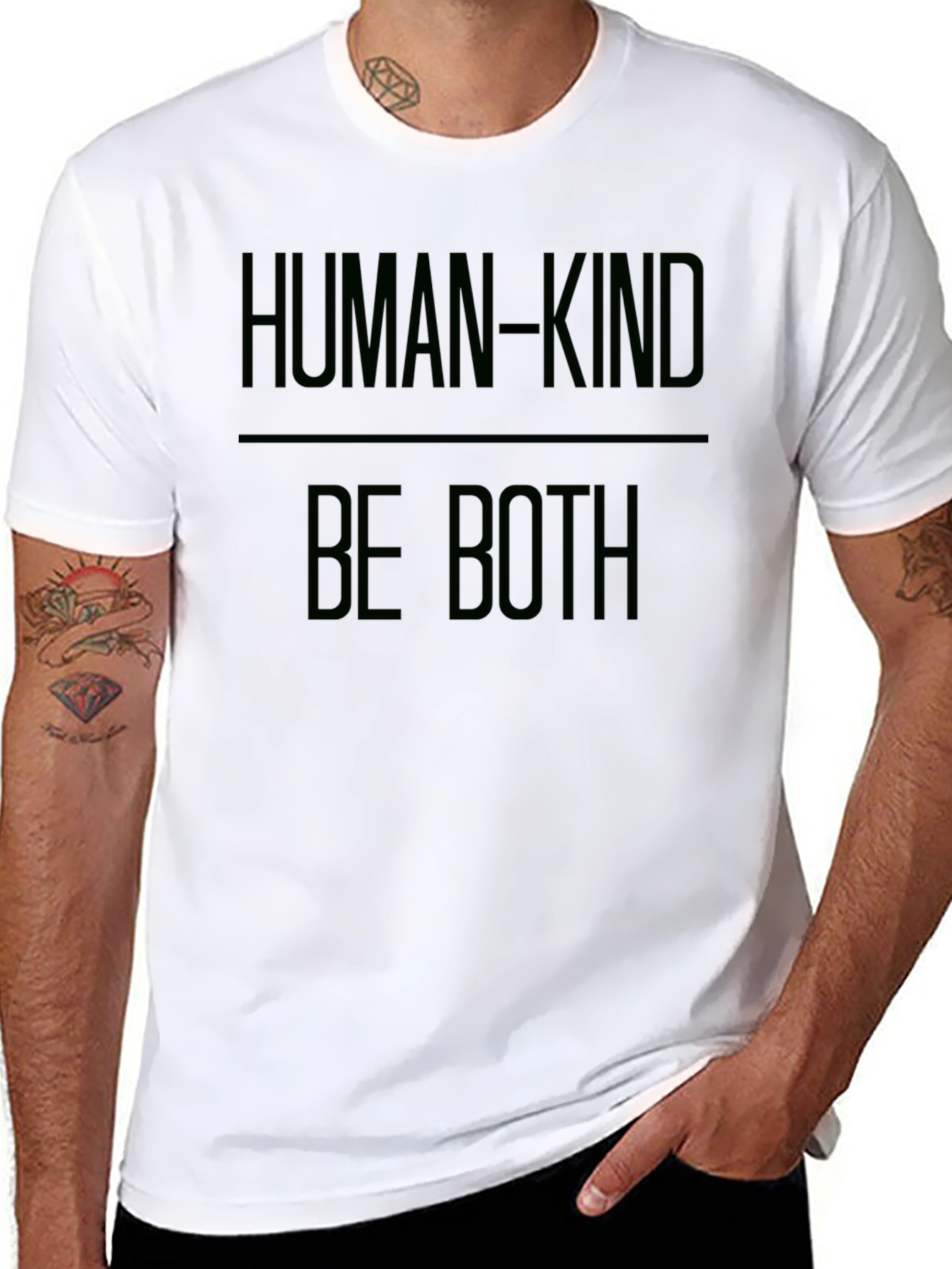 Human-Kind Be Both Black Graphic Tee