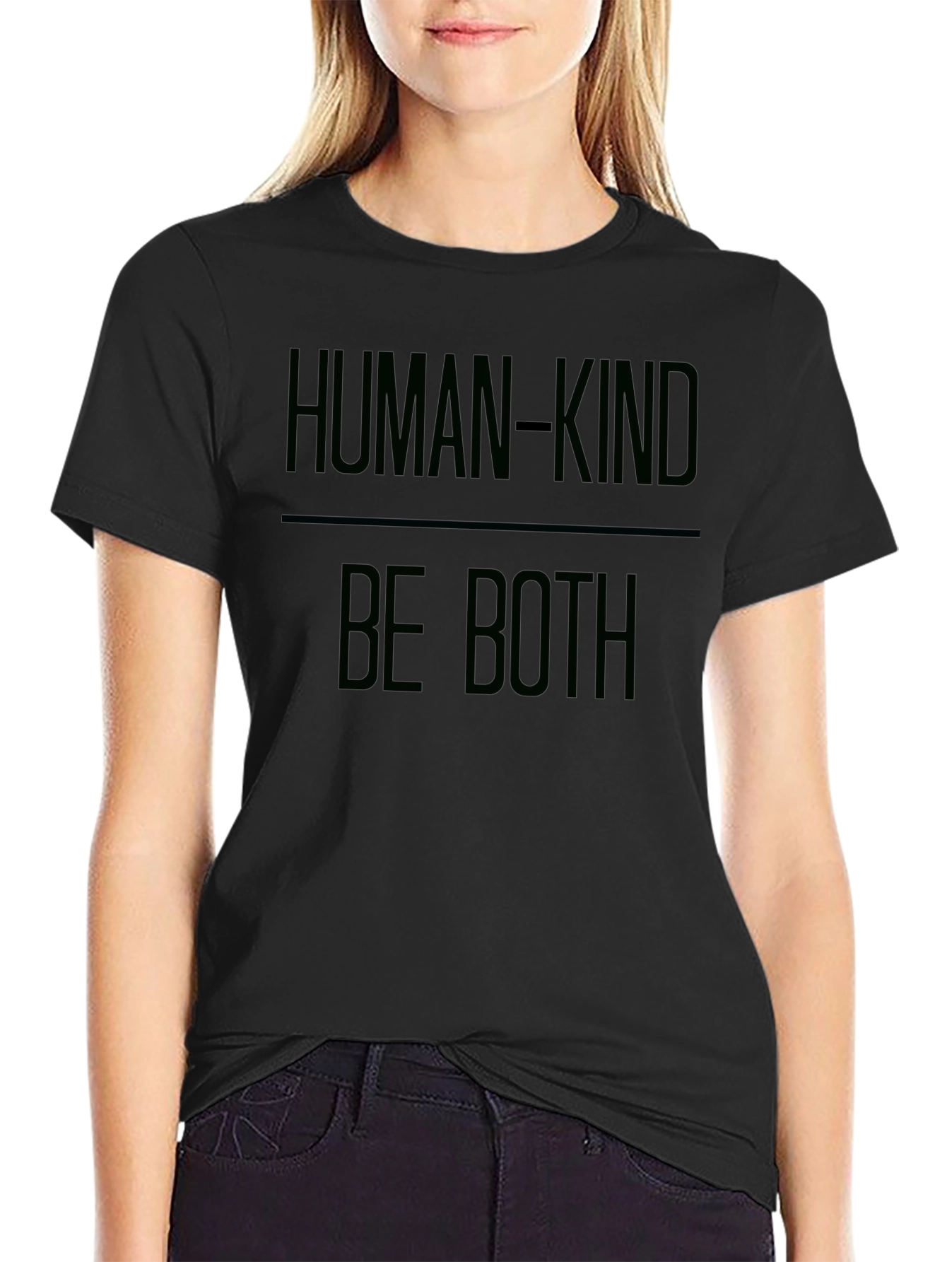 Human-Kind Be Both Black Graphic Tee