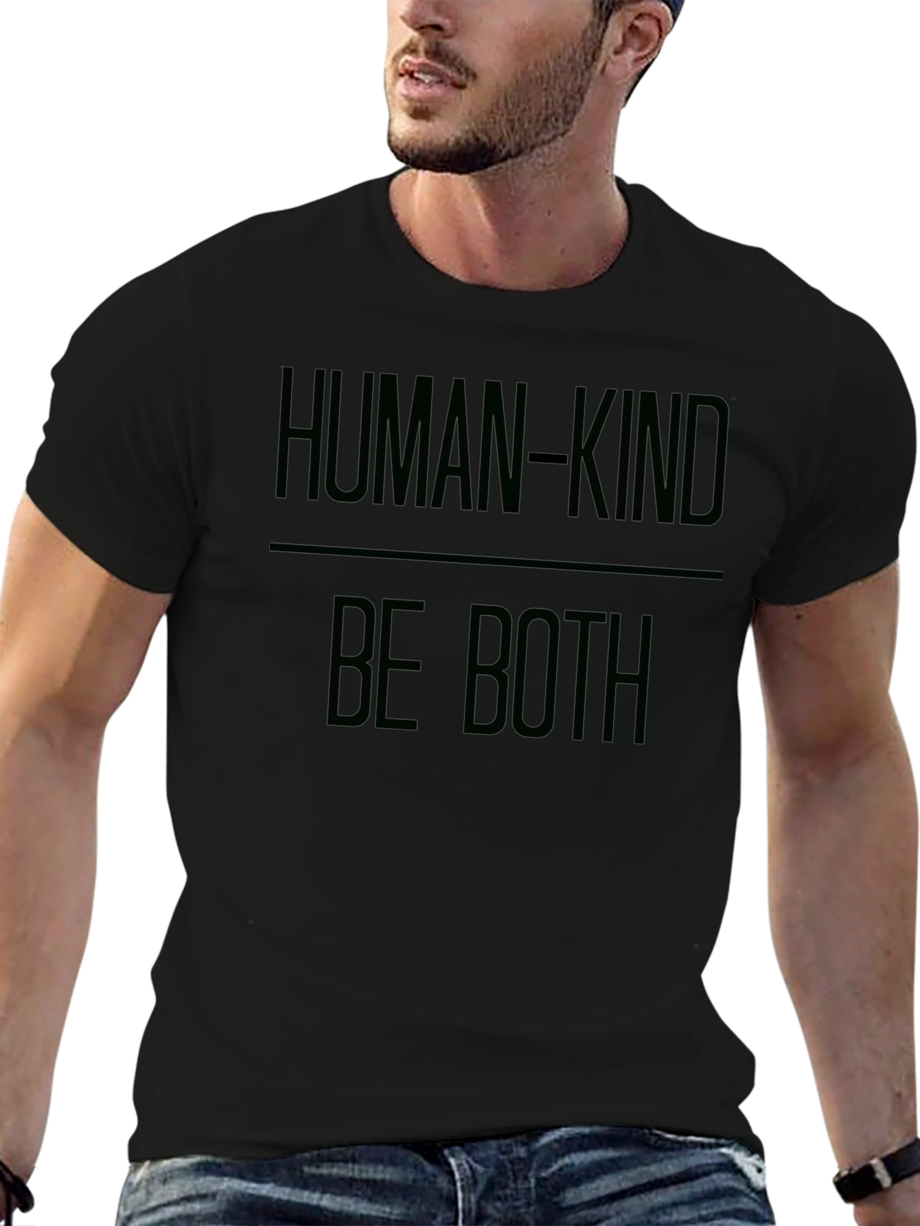 Human-Kind Be Both Black Graphic Tee