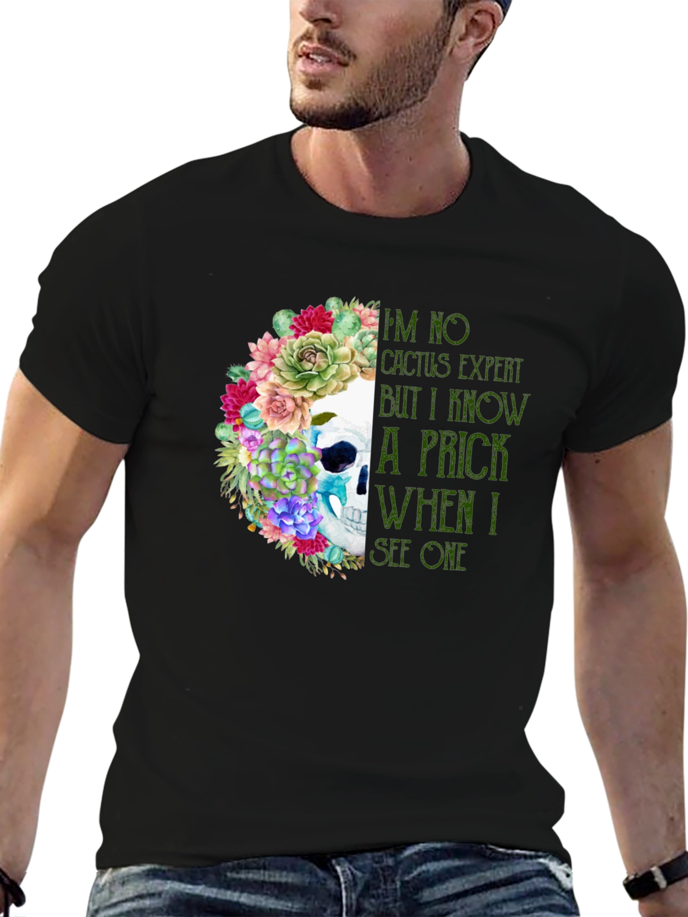 Cactus Expert Skull Graphic T-Shirt