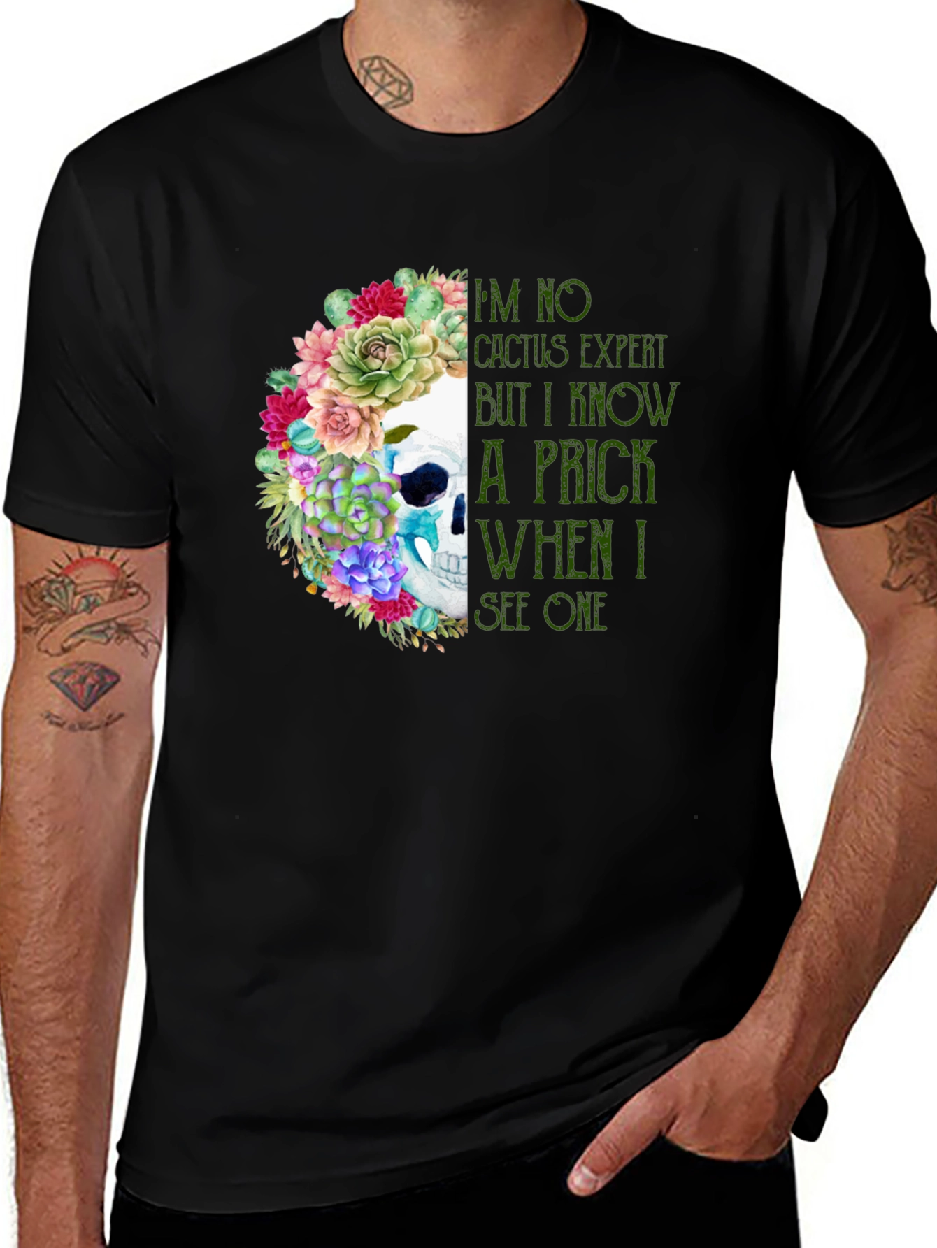 Cactus Expert Skull Graphic T-Shirt
