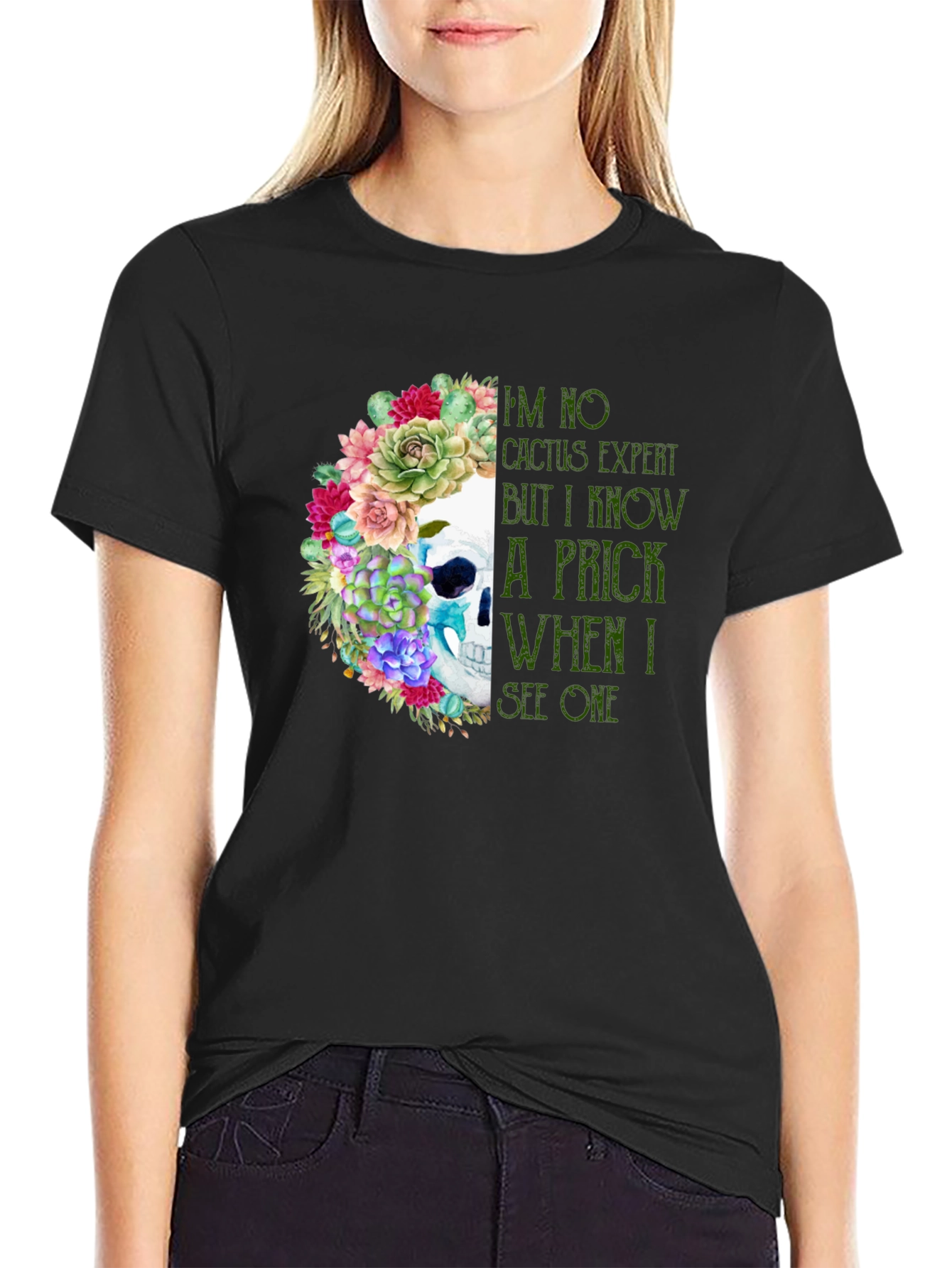 Cactus Expert Skull Graphic T-Shirt