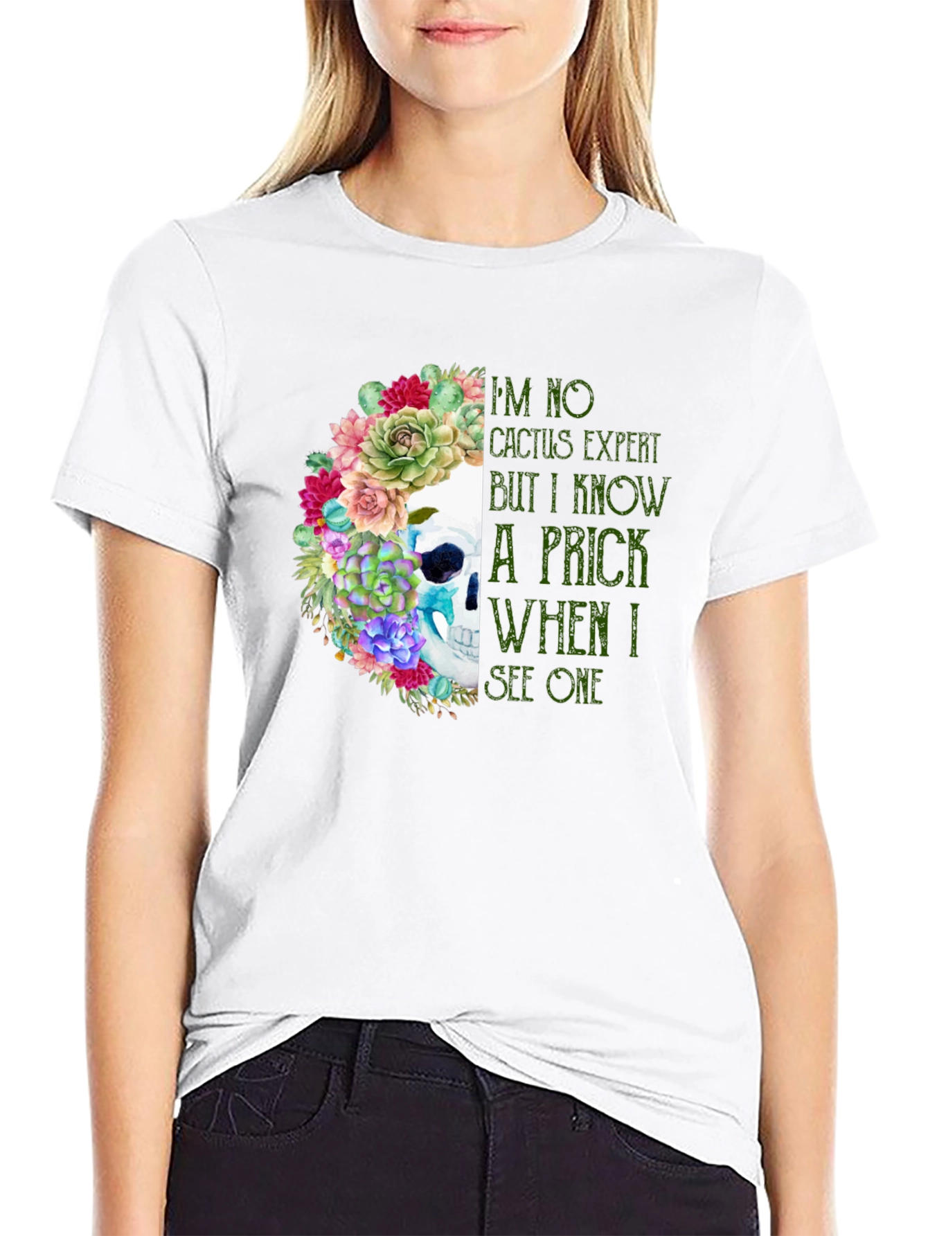 Cactus Expert Skull Graphic T-Shirt