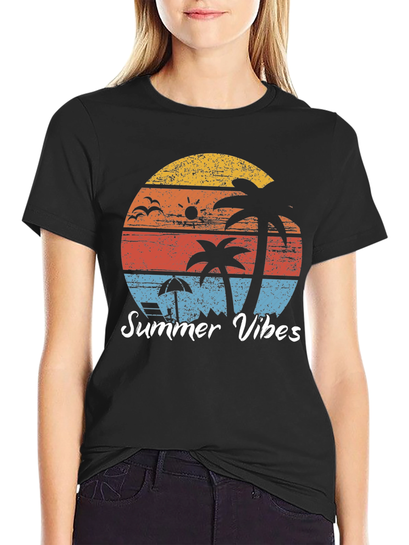 Summer Vibes Graphic Tee - Retro Beach Design