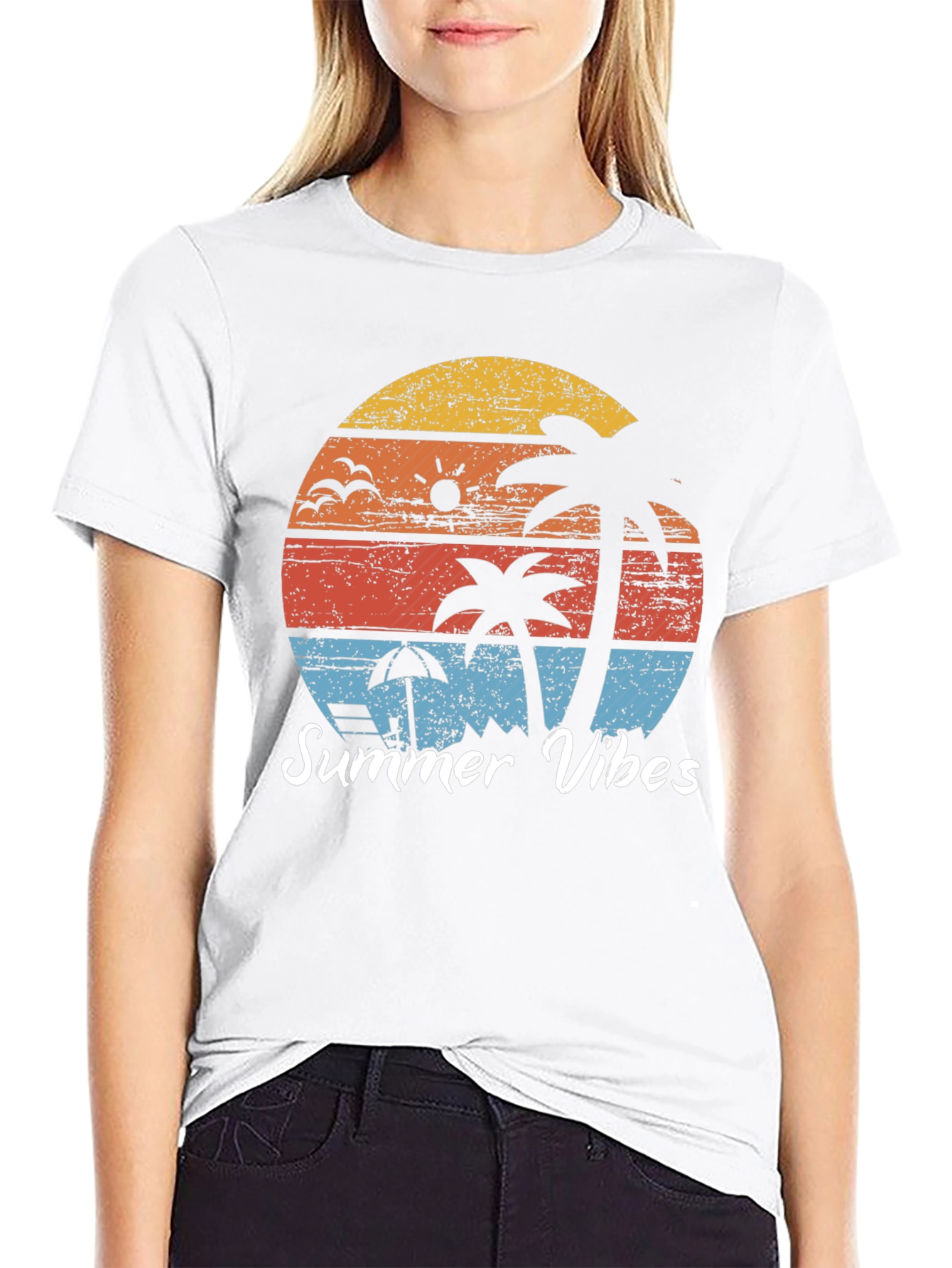 Summer Vibes Graphic Tee - Retro Beach Design