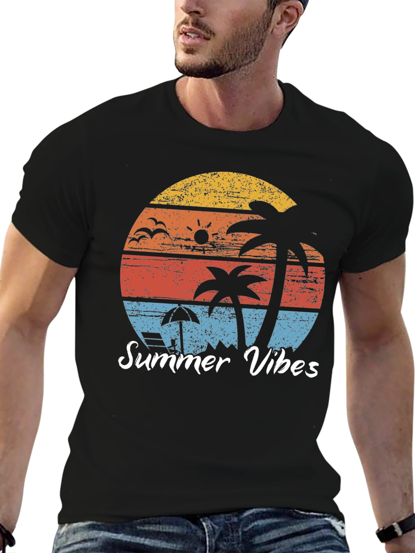 Summer Vibes Graphic Tee - Retro Beach Design