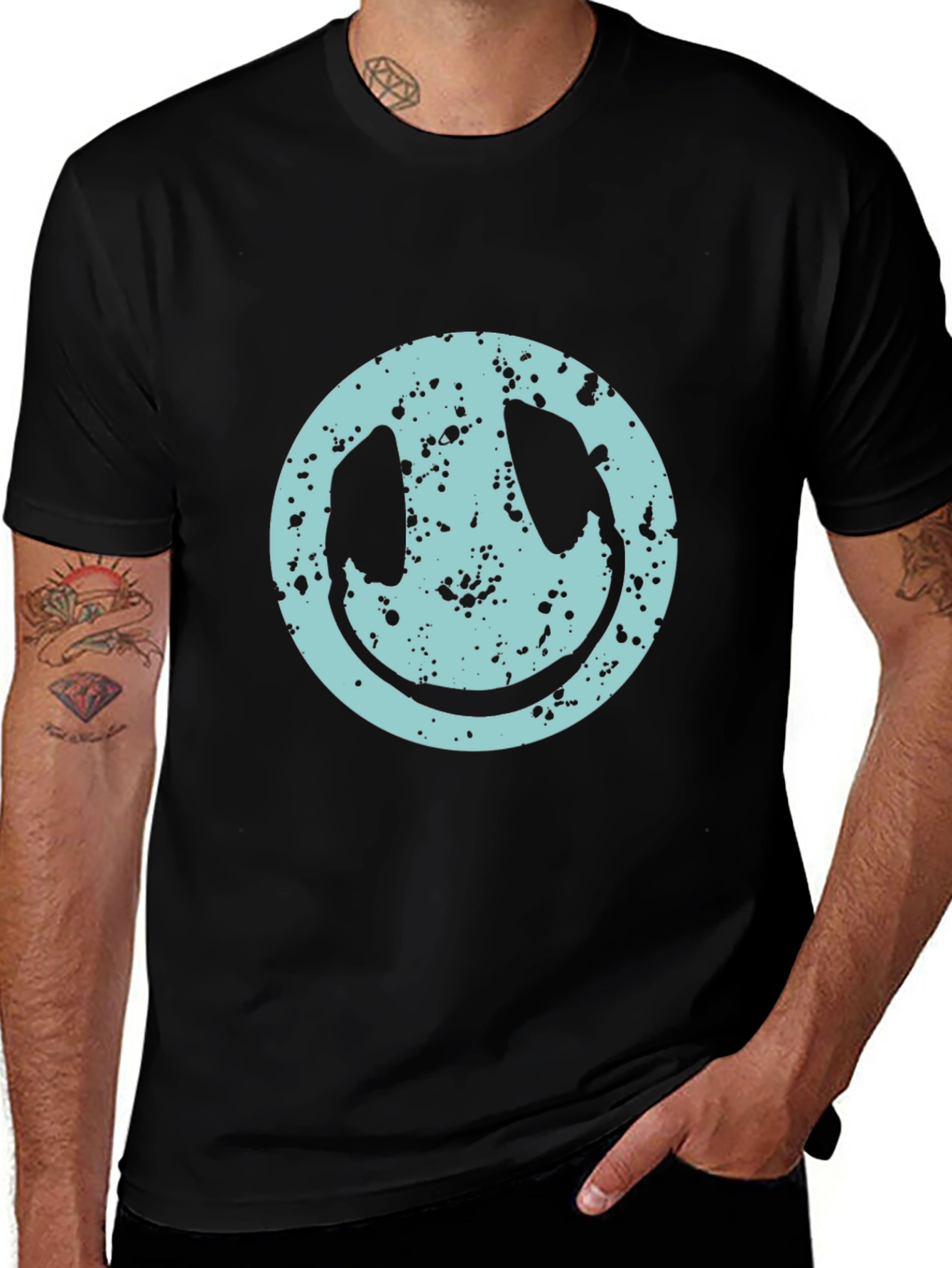 Smiley Face Distressed Graphic T-Shirt