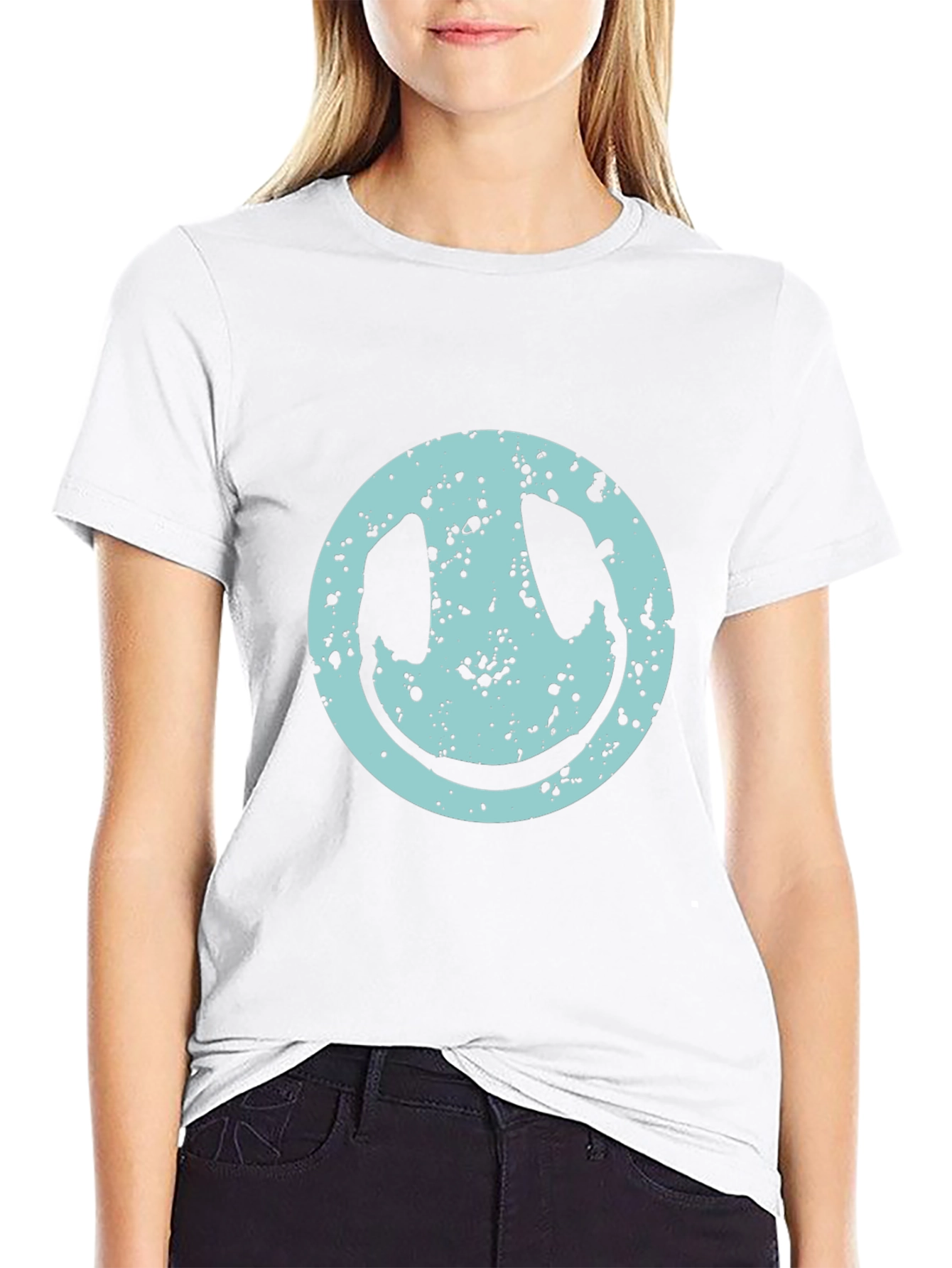 Smiley Face Distressed Graphic T-Shirt