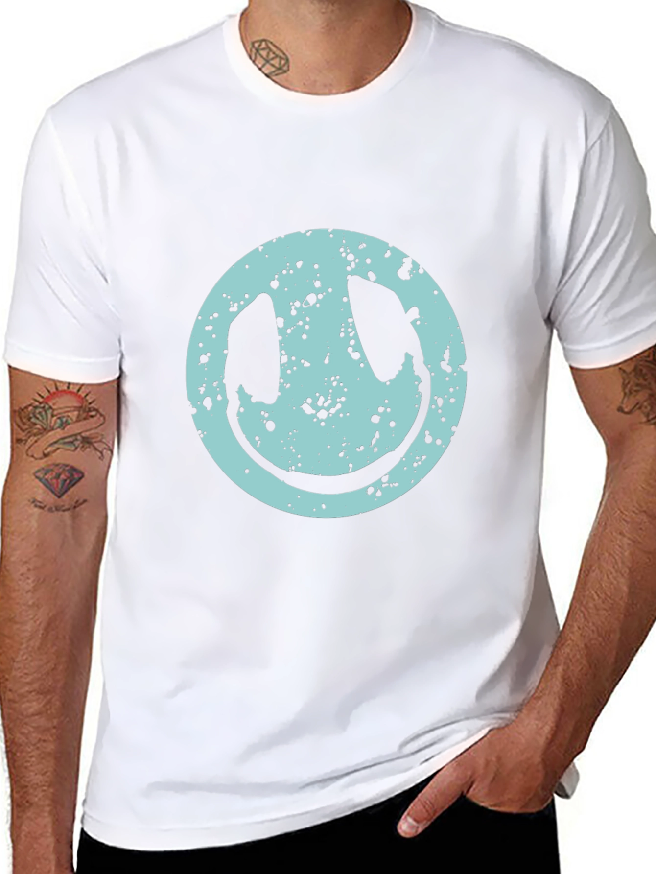 Smiley Face Distressed Graphic T-Shirt