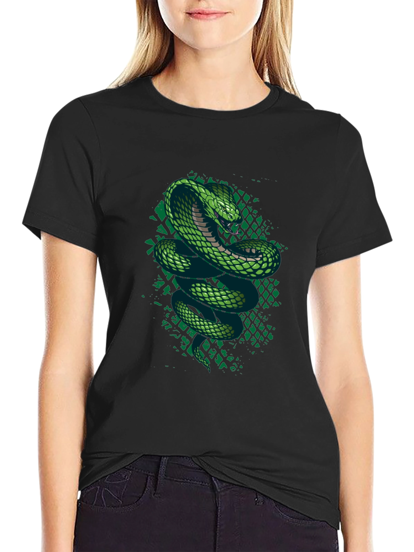 Green Cobra Graphic T-Shirt - Mens Black Tee