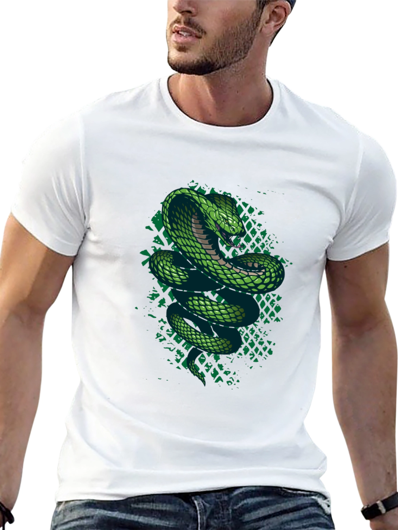 Green Cobra Graphic T-Shirt - Mens Black Tee
