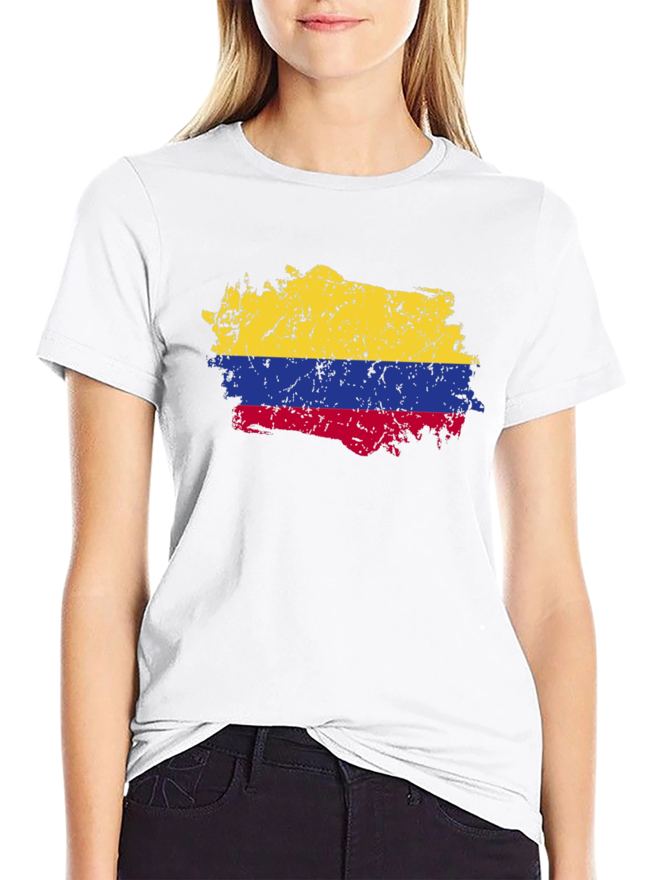 Colombia Flag T-Shirt - Distressed Look