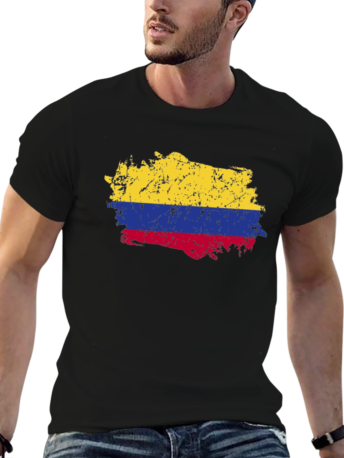 Colombia Flag T-Shirt - Distressed Look