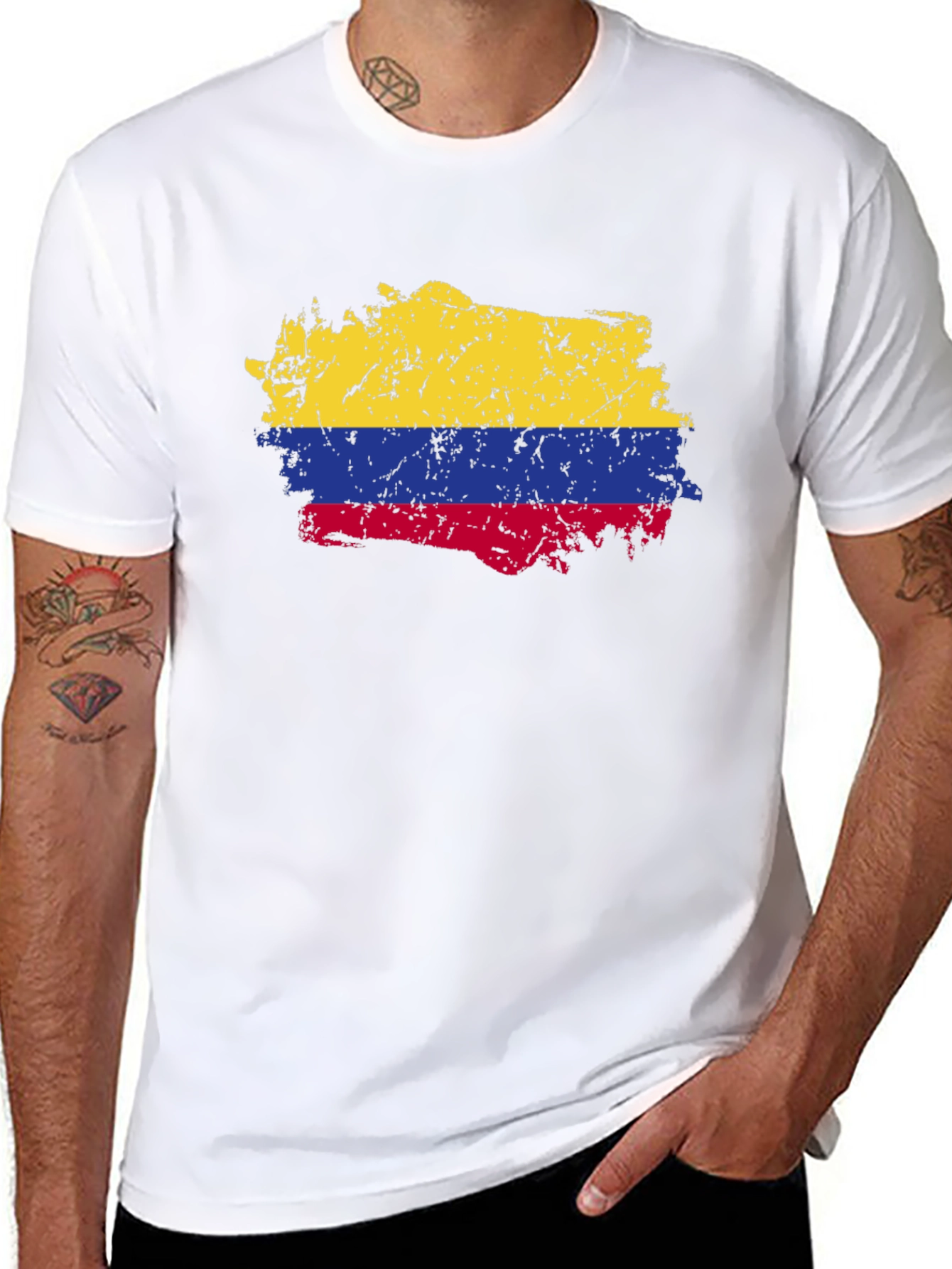 Colombia Flag T-Shirt - Distressed Look