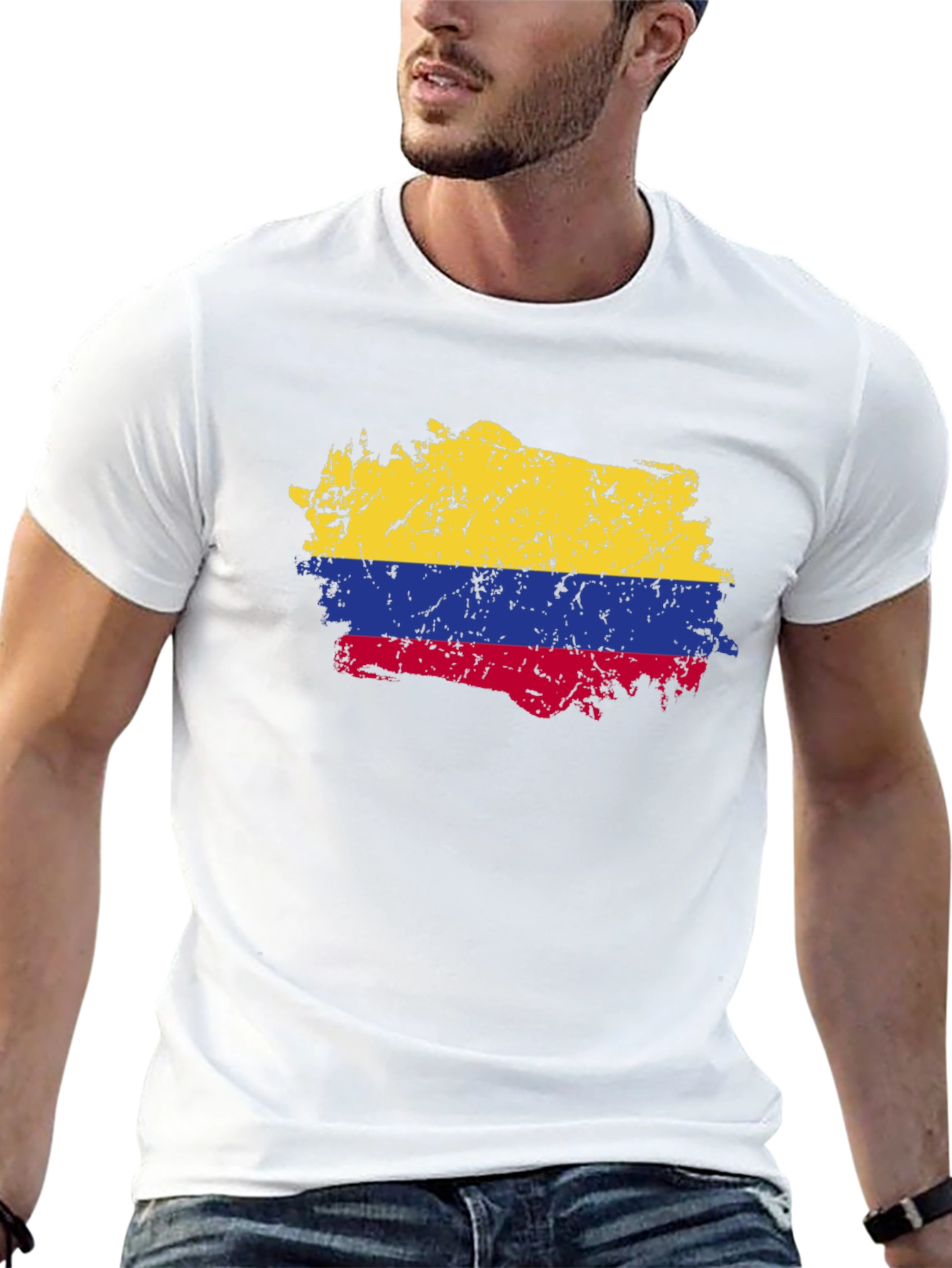 Colombia Flag T-Shirt - Distressed Look