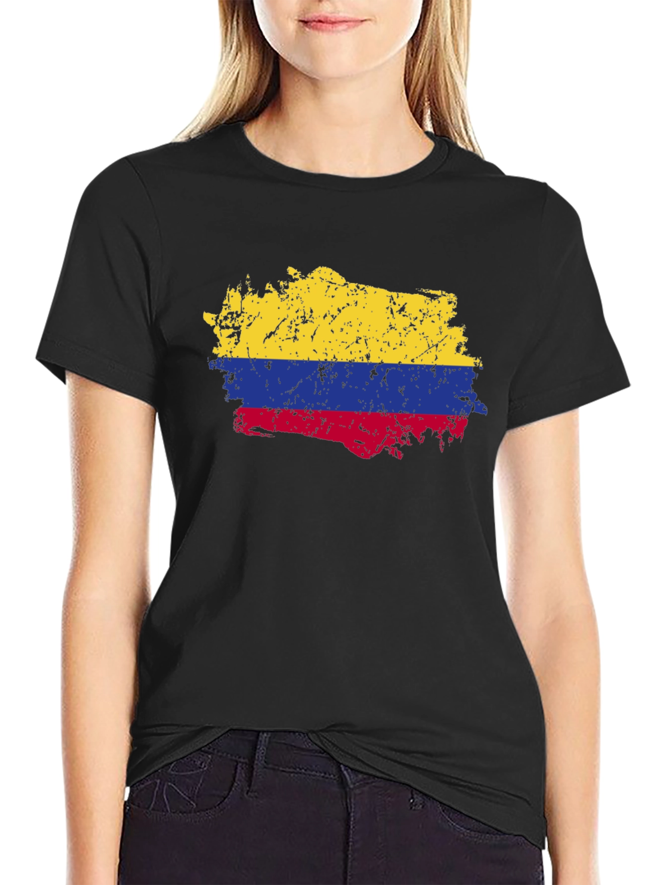 Colombia Flag T-Shirt - Distressed Look