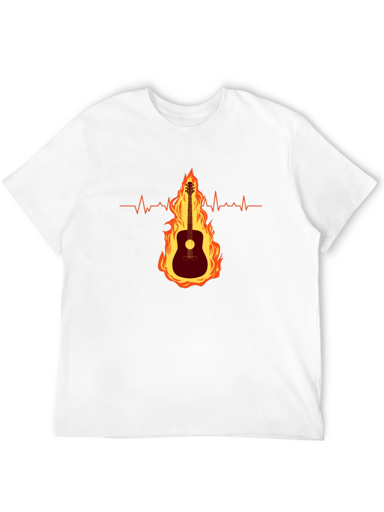 Guitar on Fire Graphic Tee - Musicians Heartbeat Shirt