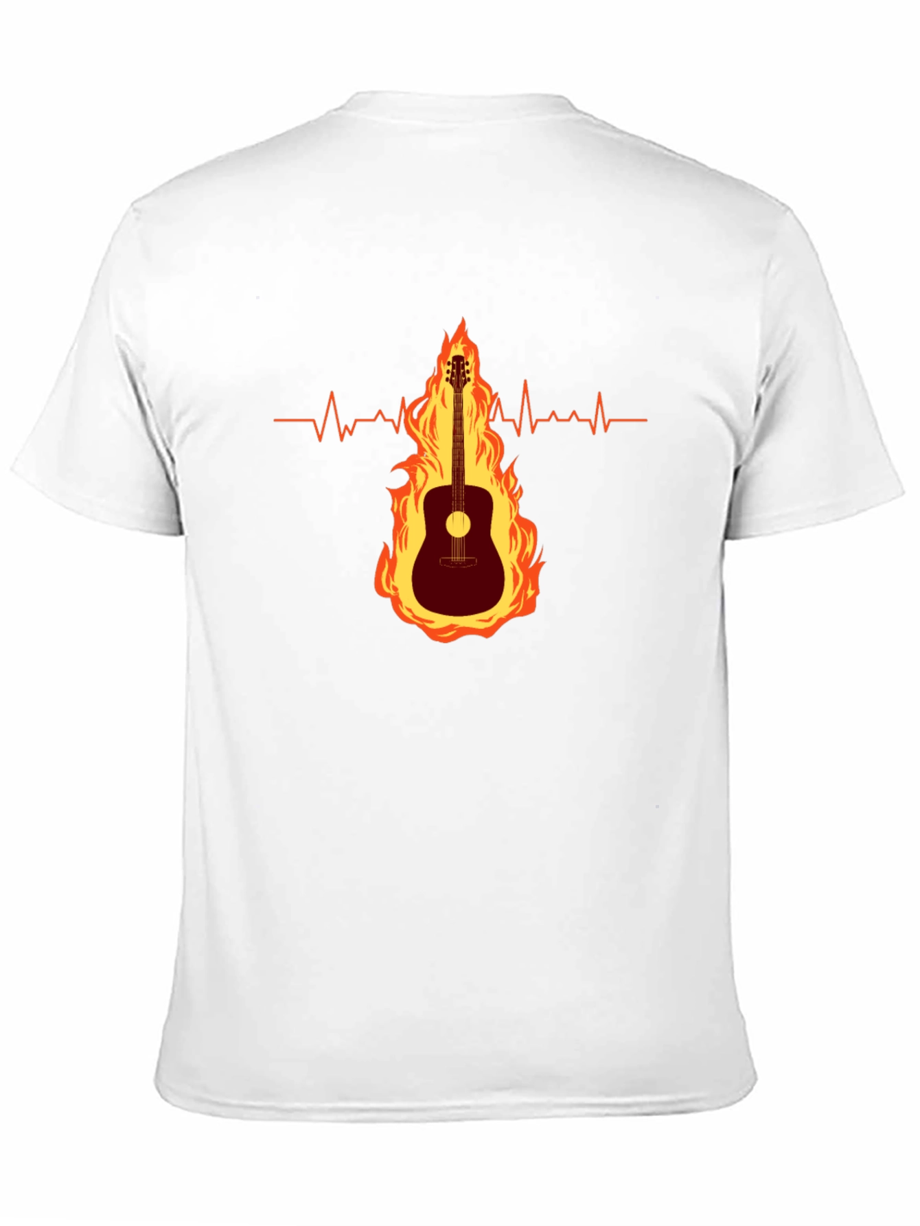 Guitar on Fire Graphic Tee - Musicians Heartbeat Shirt
