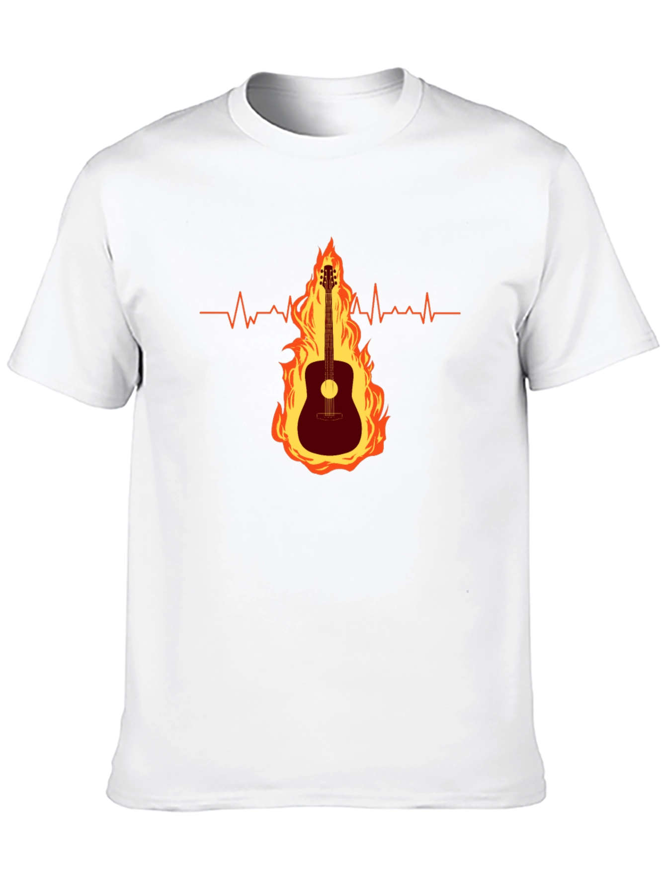 Guitar on Fire Graphic Tee - Musicians Heartbeat Shirt
