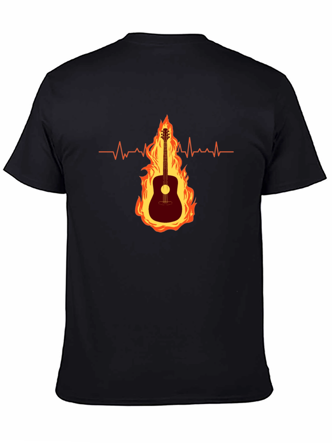 Guitar on Fire Graphic Tee - Musicians Heartbeat Shirt