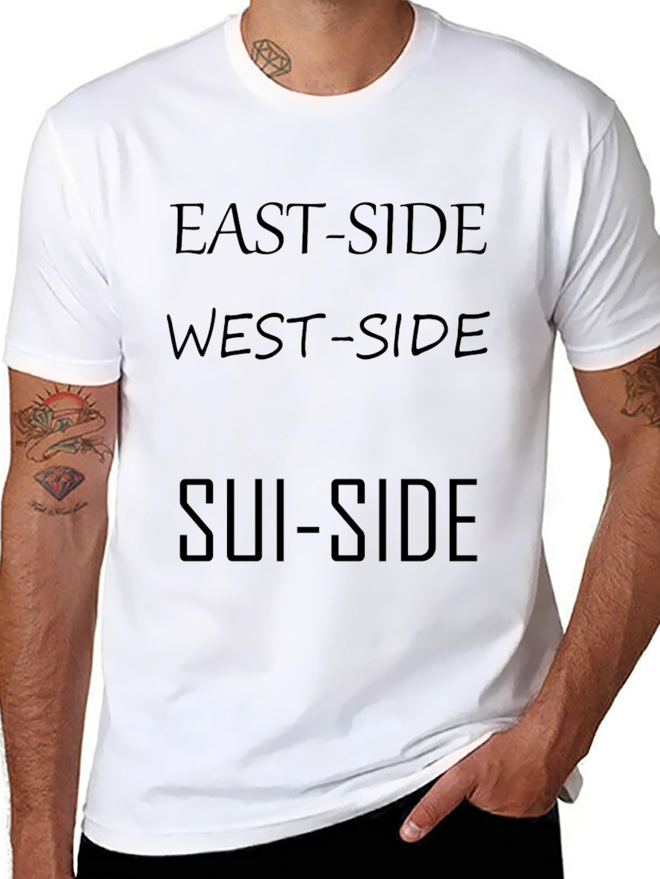 East-Side West-Side Sui-Side Black T-Shirt