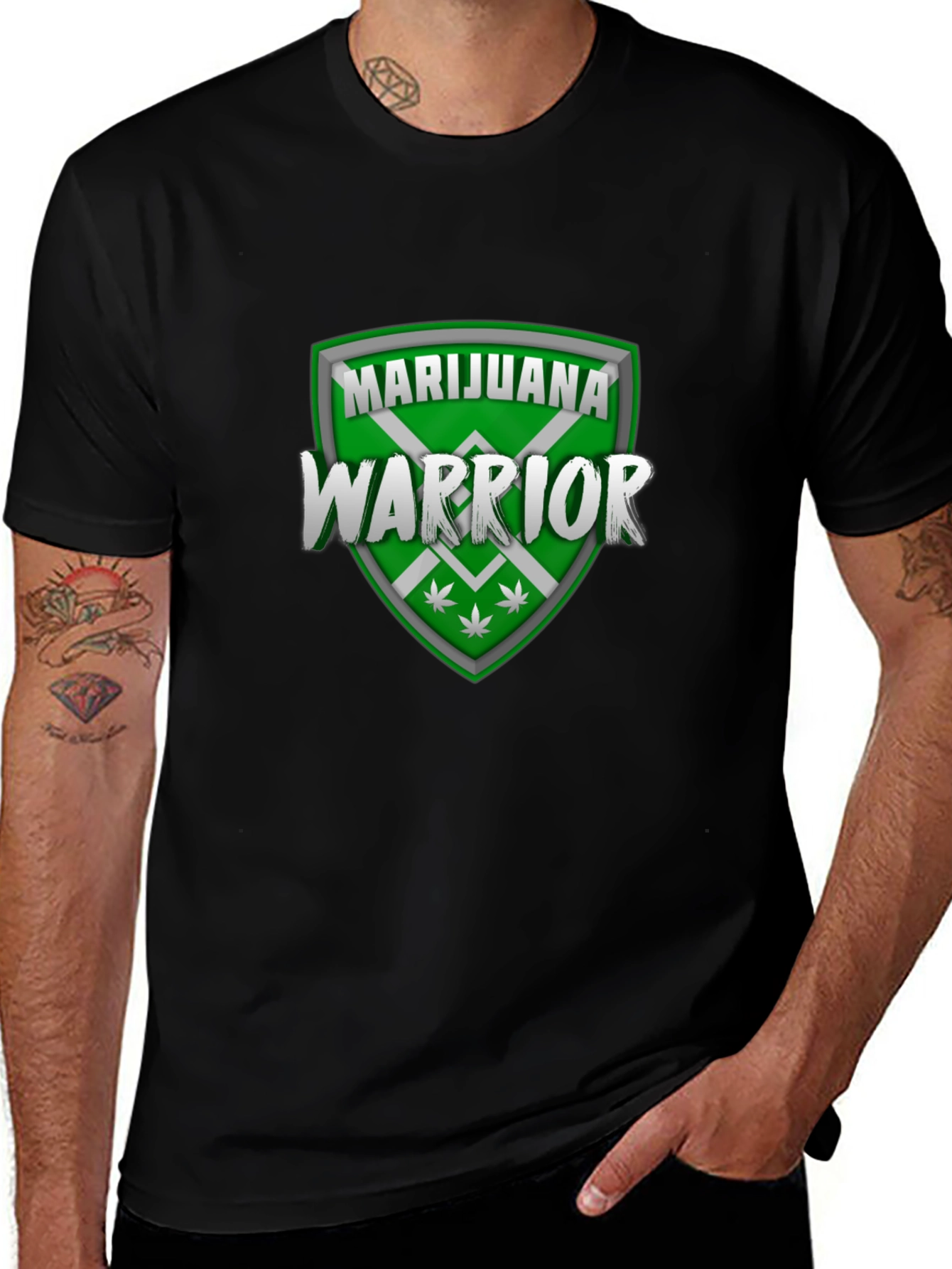 Marijuana Warrior Graphic T-Shirt - Black