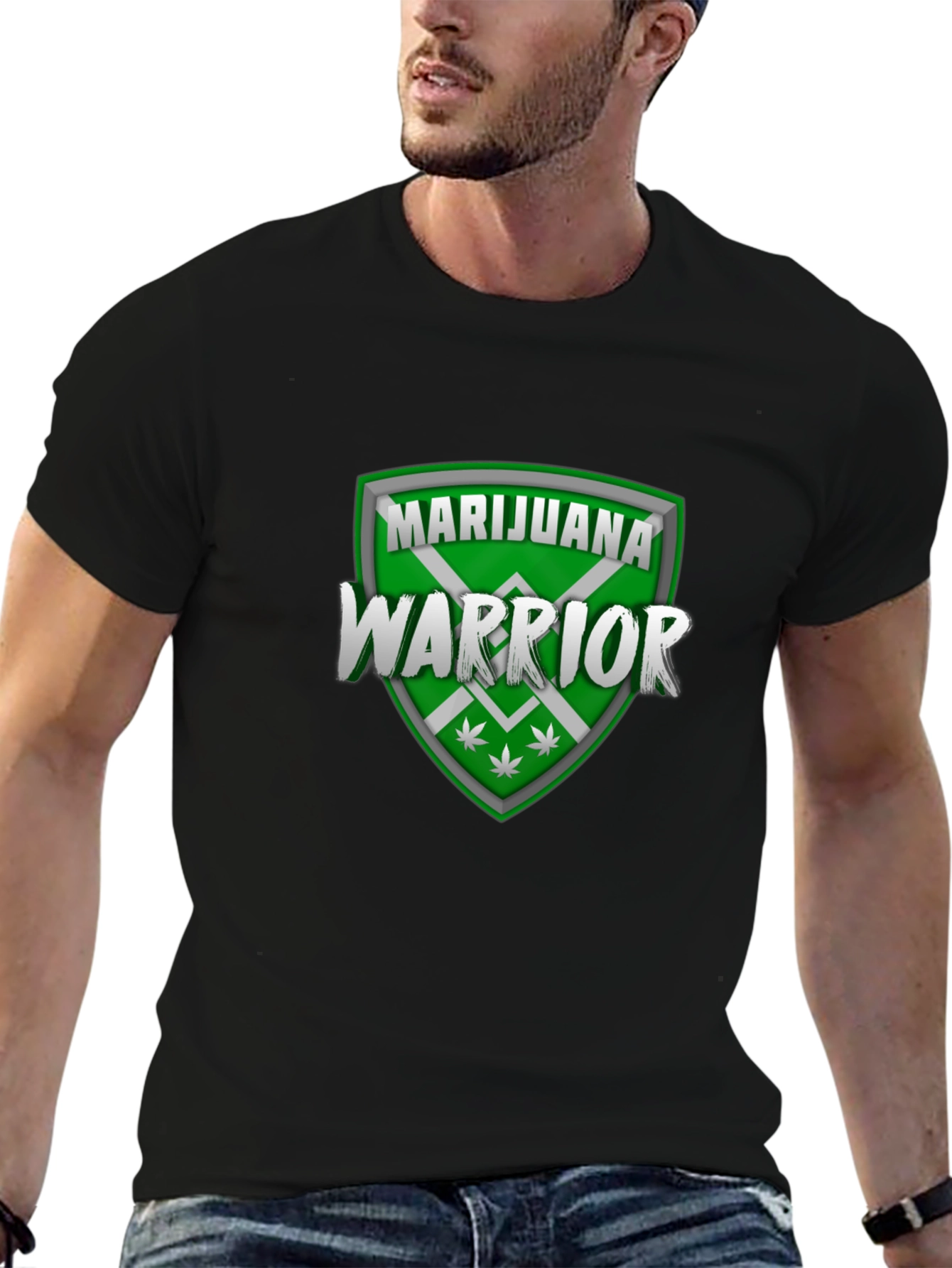 Marijuana Warrior Graphic T-Shirt - Black