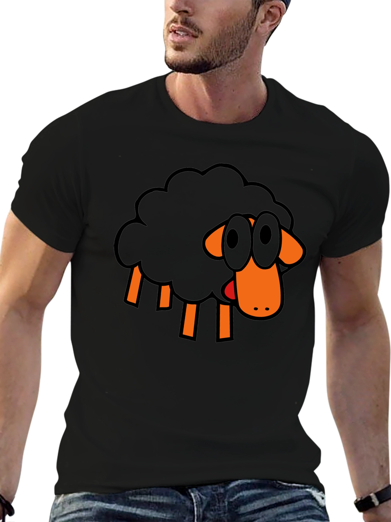 Black Sheep Graphic Tee - Unique Cartoon Design