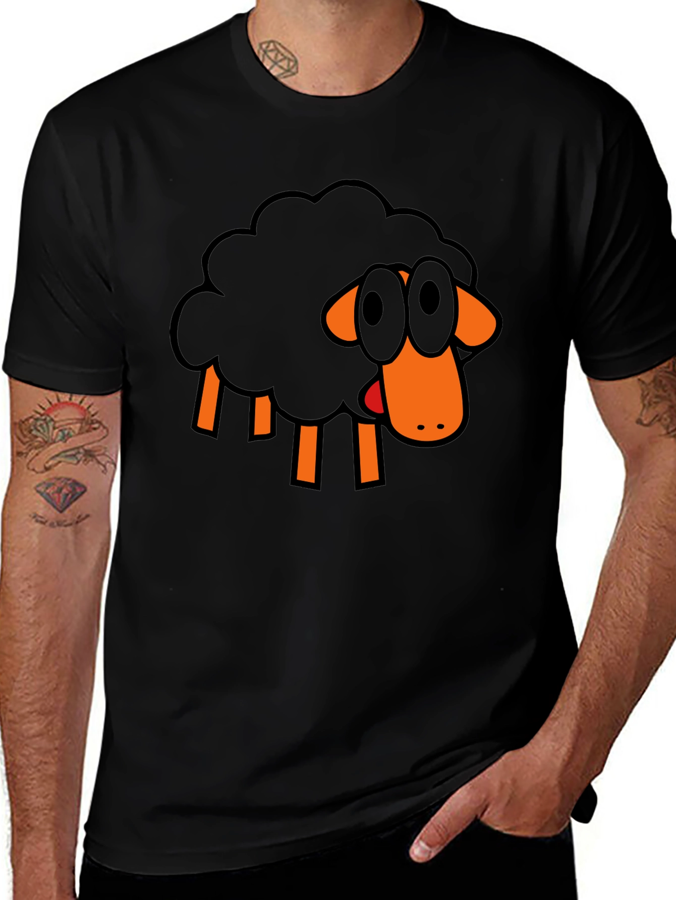 Black Sheep Graphic Tee - Unique Cartoon Design