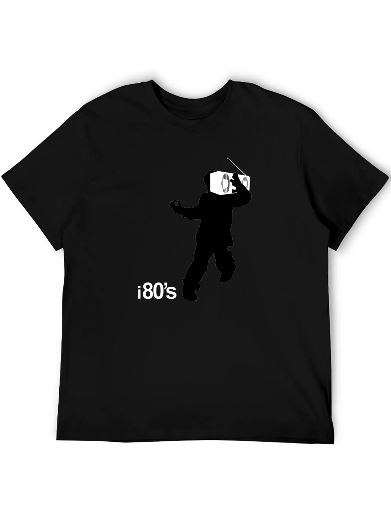 Retro 80s Radio Head Graphic Tee - Black
