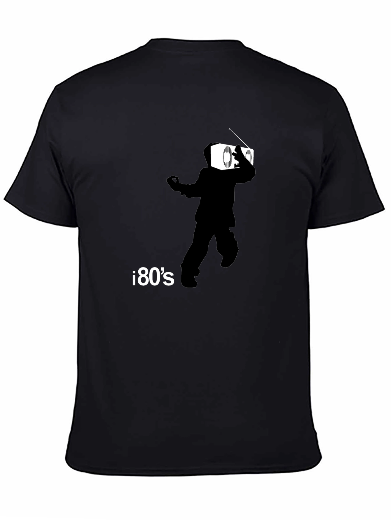 Retro 80s Radio Head Graphic Tee - Black