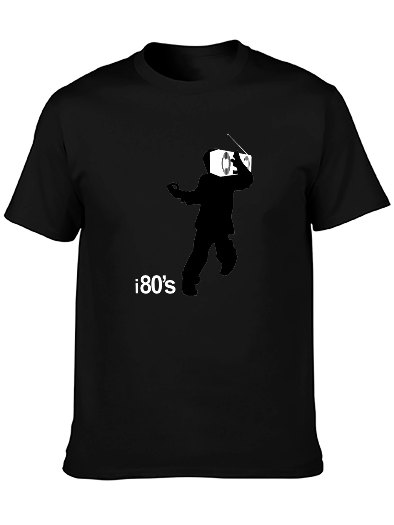 Retro 80s Radio Head Graphic Tee - Black