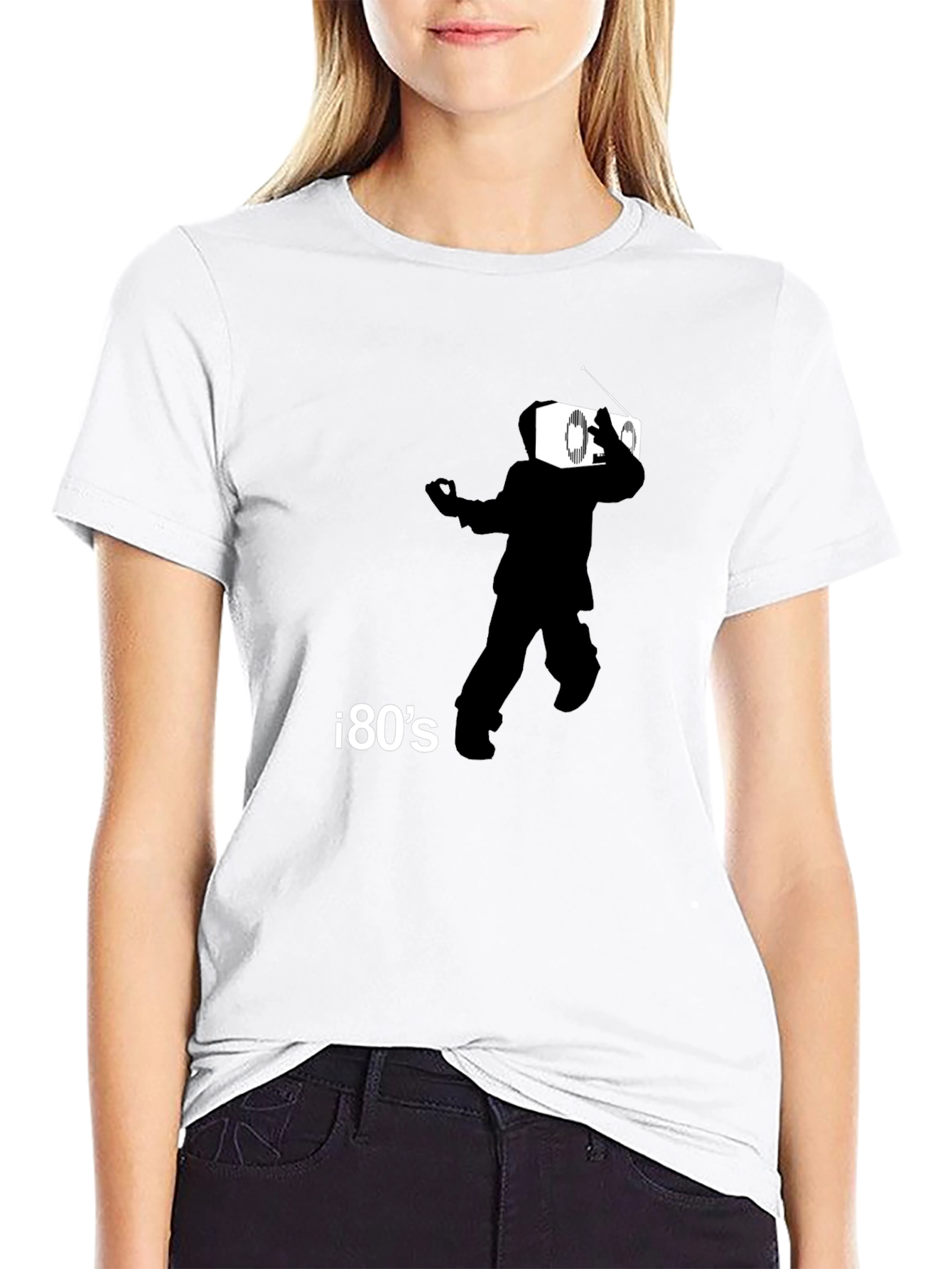 Retro 80s Radio Head Graphic Tee - Black