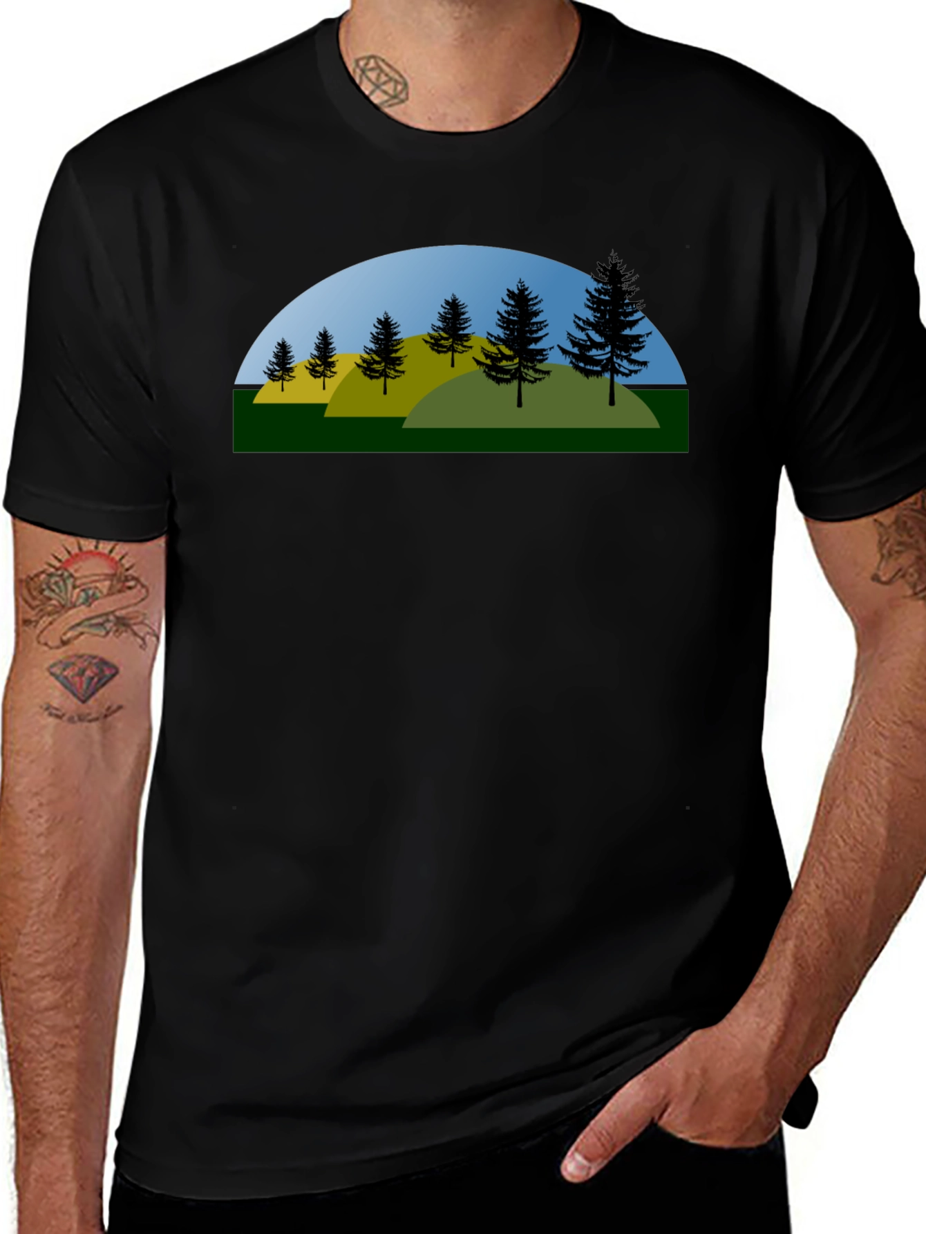 Nature Landscape Black T-Shirt