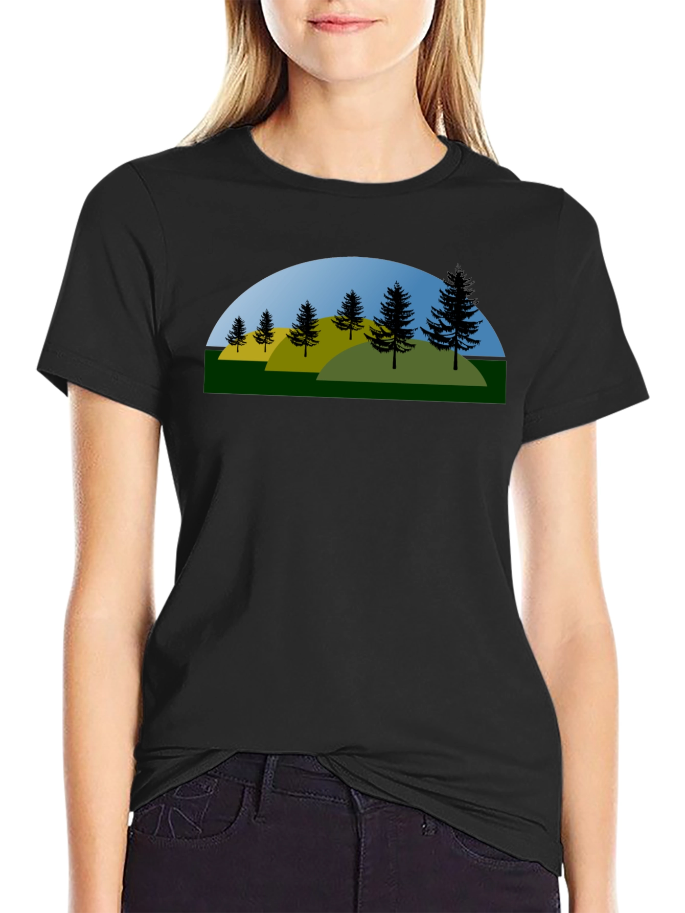 Nature Landscape Black T-Shirt