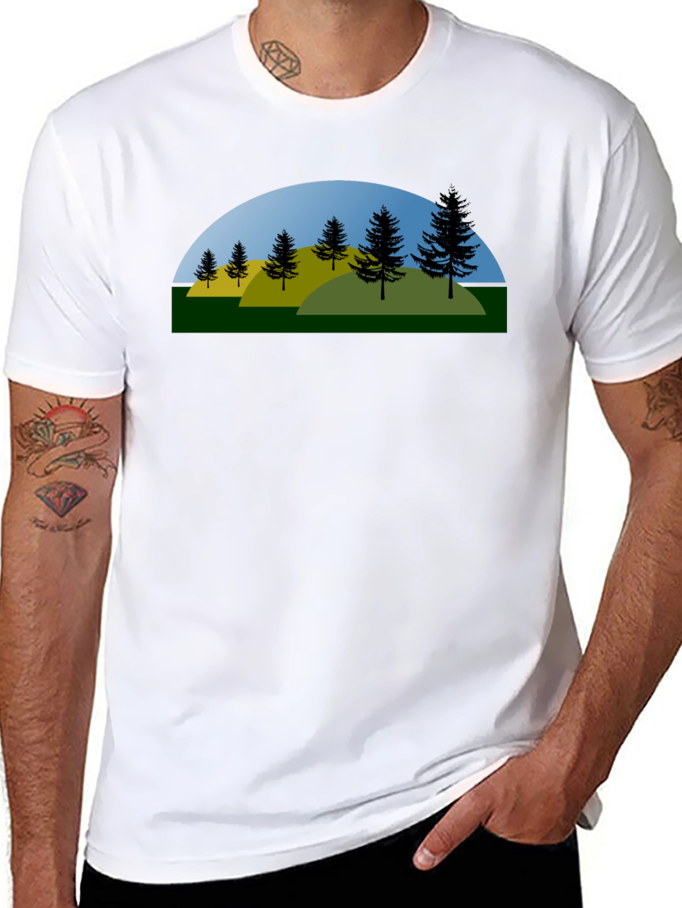Nature Landscape Black T-Shirt