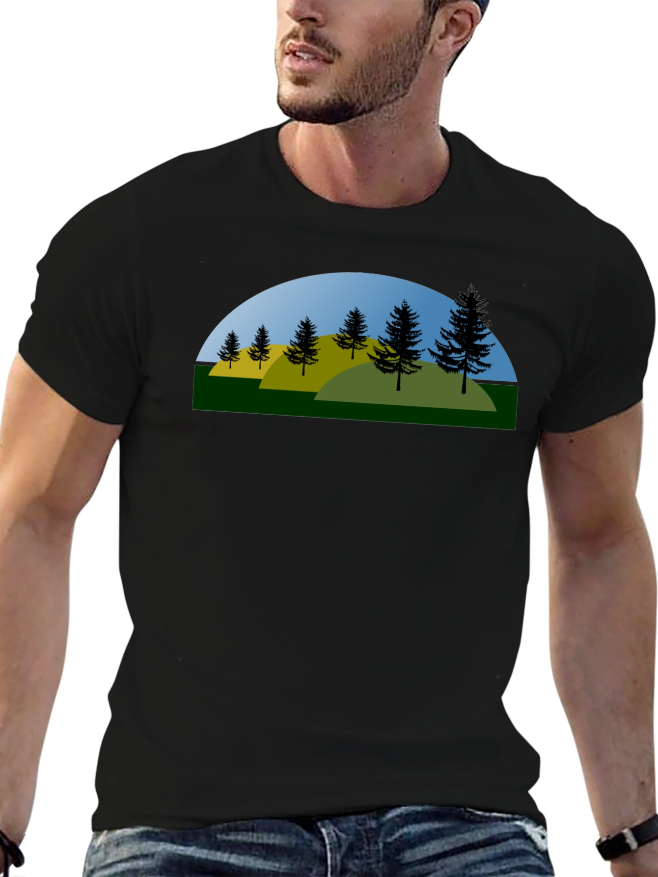 Nature Landscape Black T-Shirt