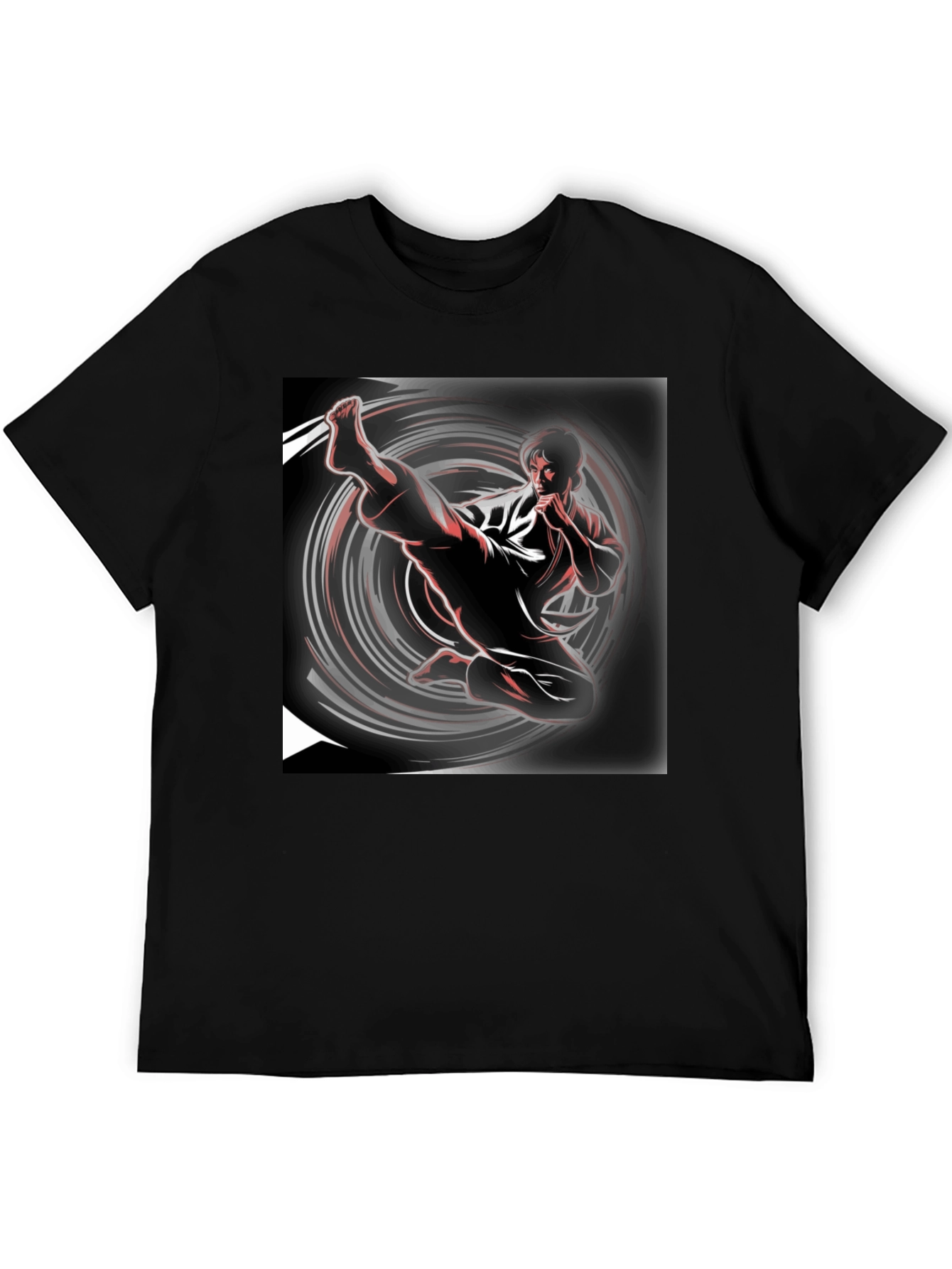 Karate Kick Graphic Black T-Shirt