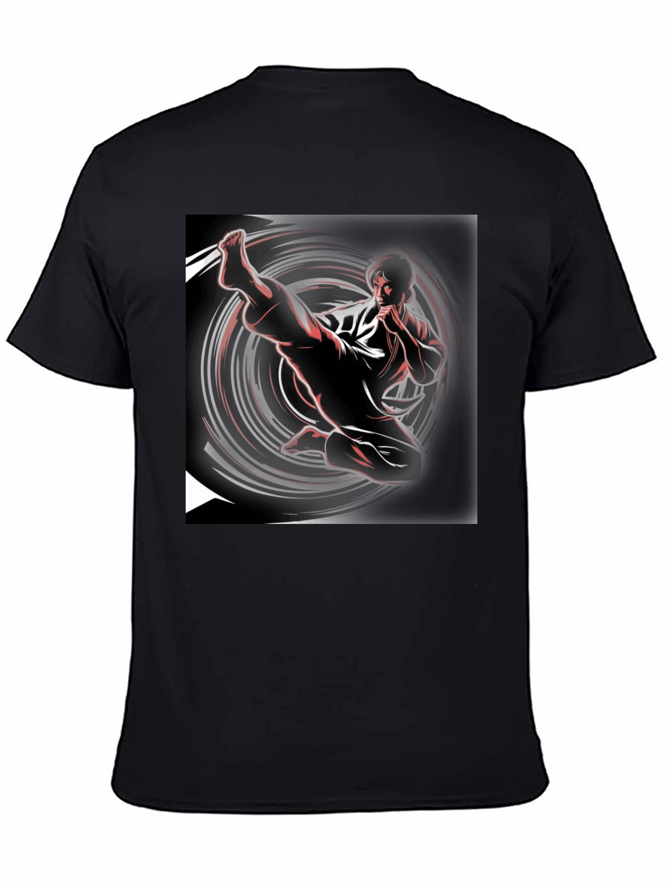 Karate Kick Graphic Black T-Shirt
