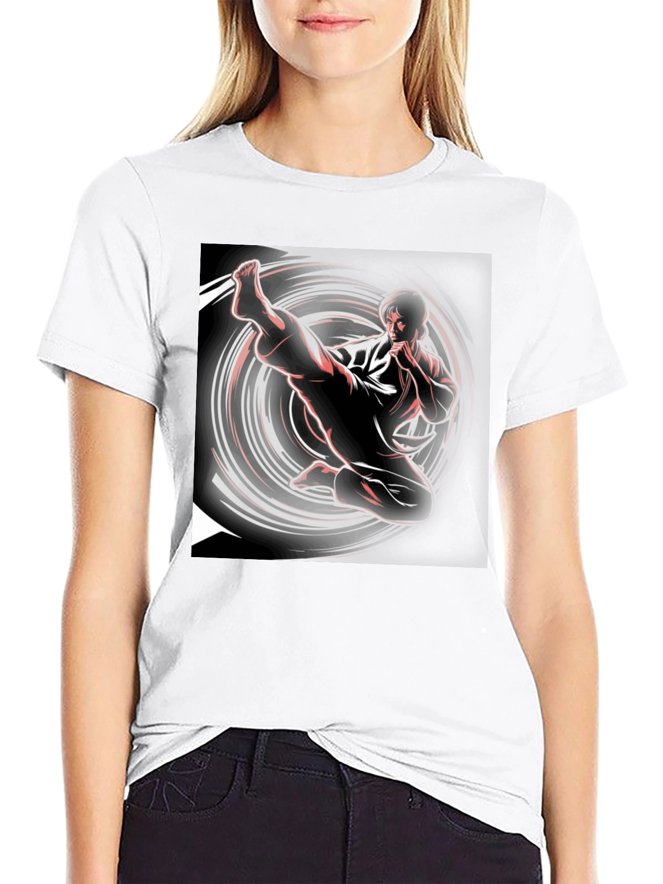Karate Kick Graphic Black T-Shirt