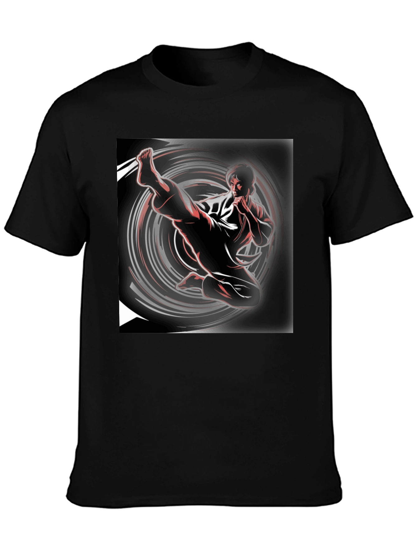 Karate Kick Graphic Black T-Shirt