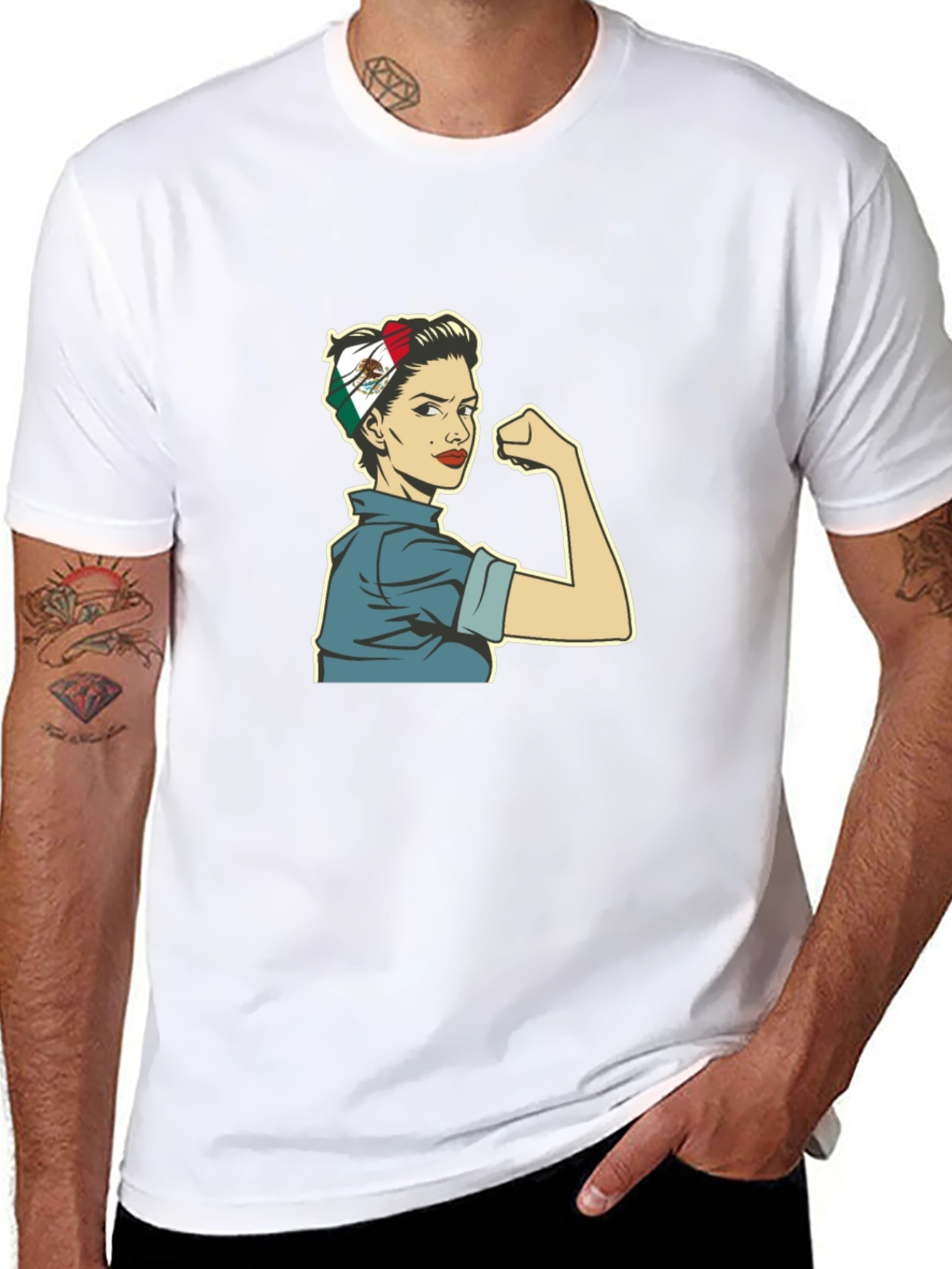 Rosie the Riveter Mexico Flag Women Empowerment T-Shirt